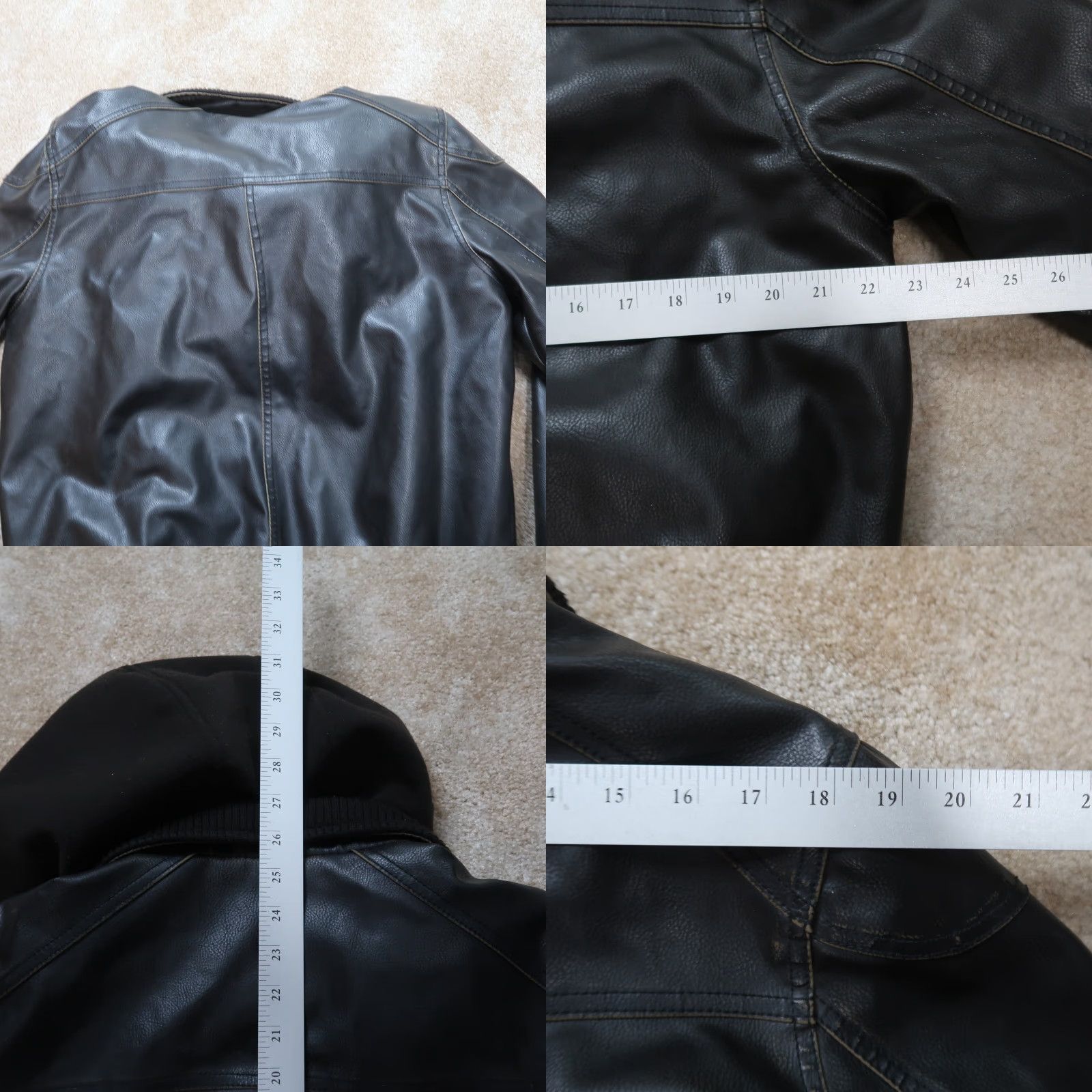 Guess VINTAGE GUESS Faux Leather Jacket Mens Medium Brown Full Zip Coat Hooded Bomber Jacket Size US 31 - 8 Thumbnail