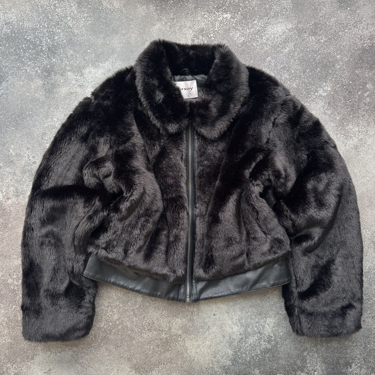 If Six Was Nine Orsay Y2K Glam Black Faux Fur Cropped Jacket Size L / US 10 / IT 46 - 4 Thumbnail