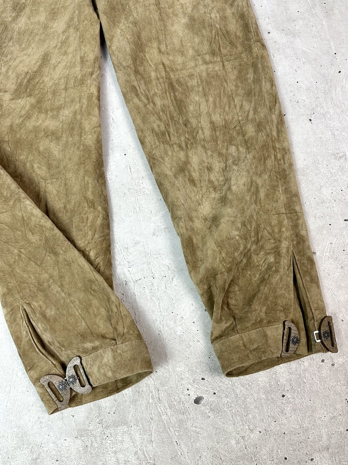 Leather Vintage Landhaus Suede Beige Wooden Parts Women’s Pants Size 36" / US 14 / IT 50 - 5 Thumbnail