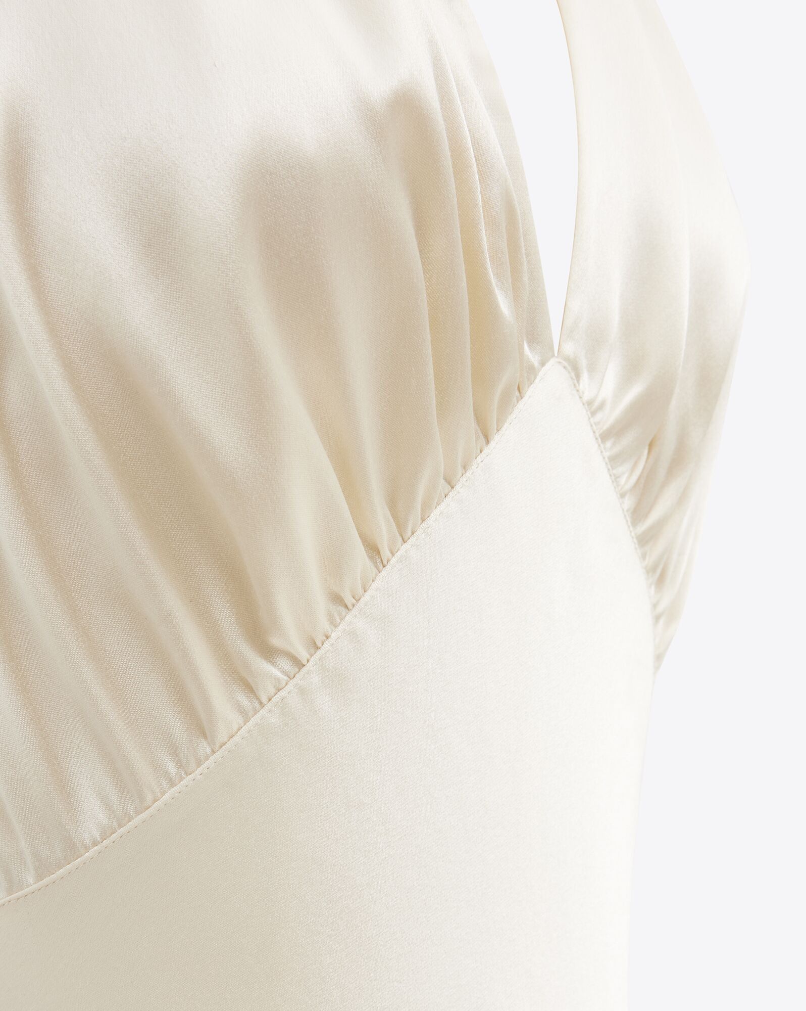 Saint Laurent Paris o1bcso1str0426 Halter Dress In Satin in White Size L / US 10 / IT 46 - 3 Thumbnail