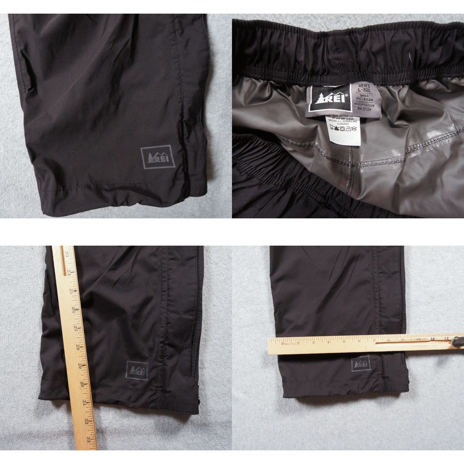 Vintage REI Pants Mens Large Black Rain Windbreaker Elements Nylon Outdoors Adult Size US 33 - 8 Thumbnail