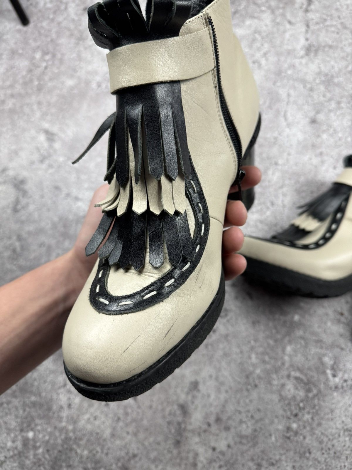 Japanese Brand Vintage Rick Owen’s Style Y2K Leather Fridge Heels Boots 00s Size US 8 / IT 38 - 8 Thumbnail