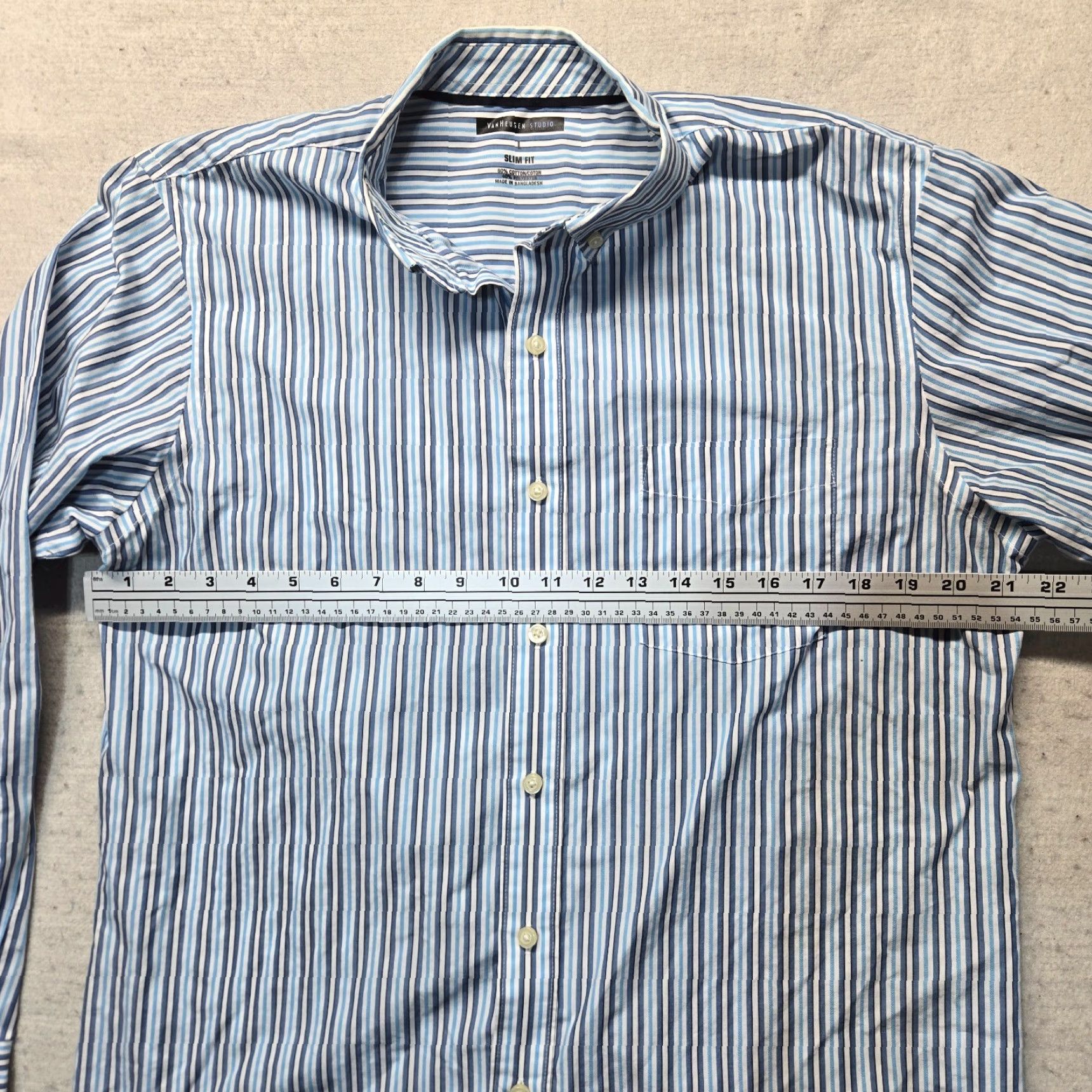 Van Heusen Van Heusen Shirt Blue Striped Slim Fit Long Sleeve Button Up Adult Men L Size US L / EU 52-54 / 3 - 4 Thumbnail