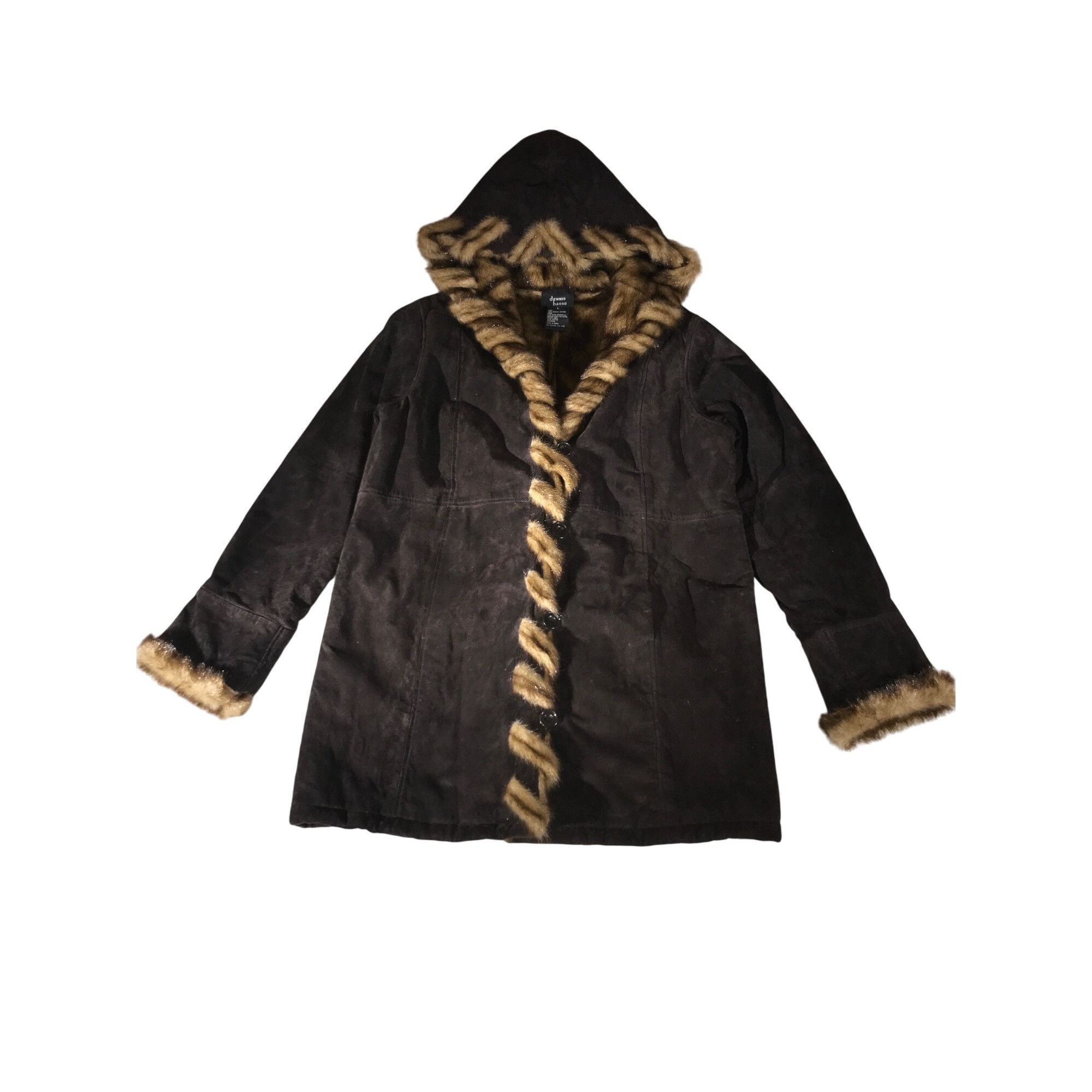 Designer Vintage Dennis Basso Brown Suede With Faux Fur Lining Parka Size L / US 10 / IT 46 - 2 Thumbnail