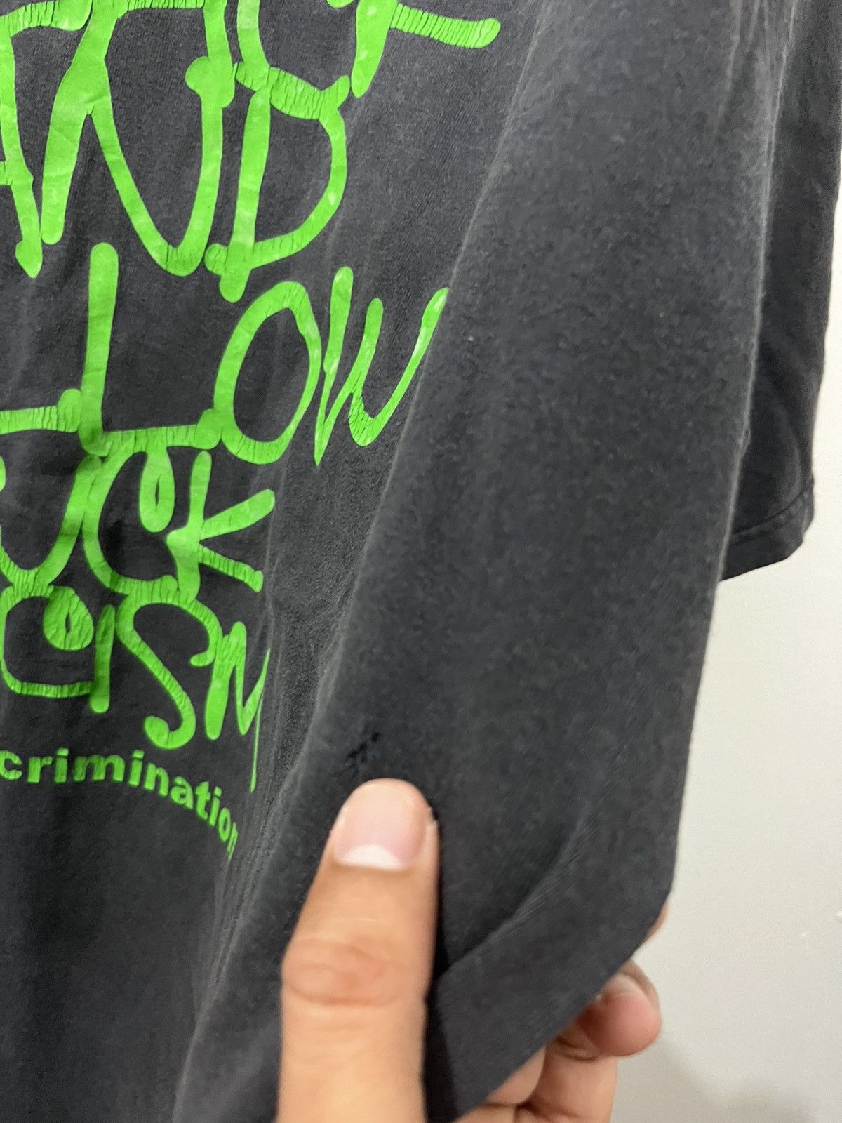 Band Tees 🔥Y2K PURE SUNFADED WORDING BLACK RAP TEES F RACISM Size US L / EU 52-54 / 3 - 4 Thumbnail