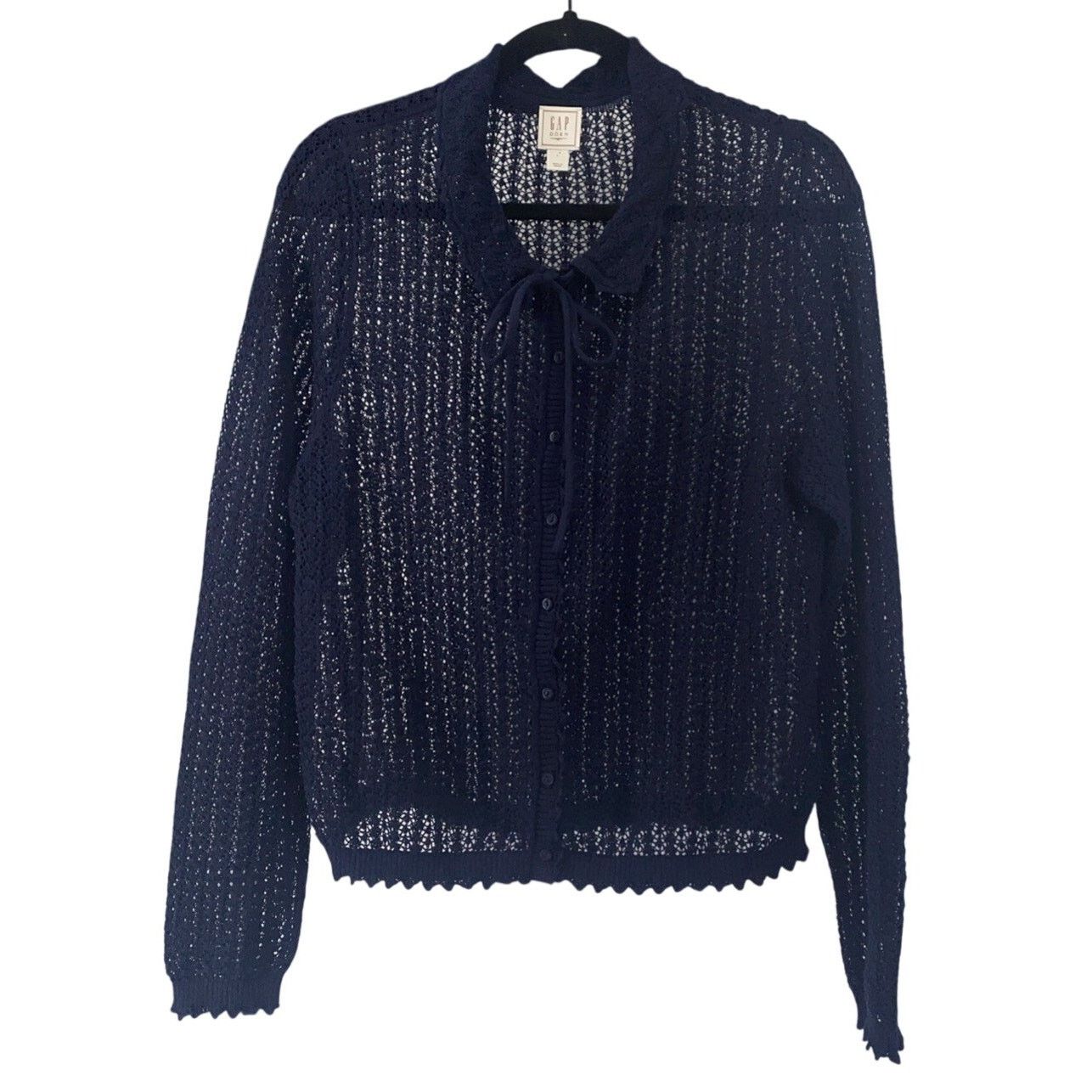Gap GAP x DOEN Navy Blue Linen Blend Cardigan Size Large Size L / US 10 / IT 46 - 1 Thumbnail