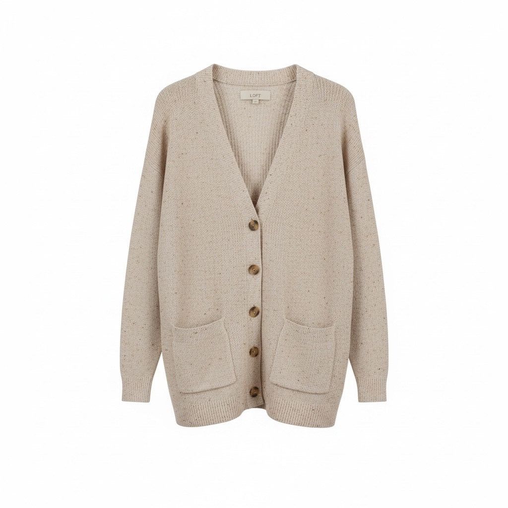 Loft LOFT Women’s Small Cream Speckled Knit Cardigan Sweater Size S / US 4 / IT 40 - 1 Thumbnail