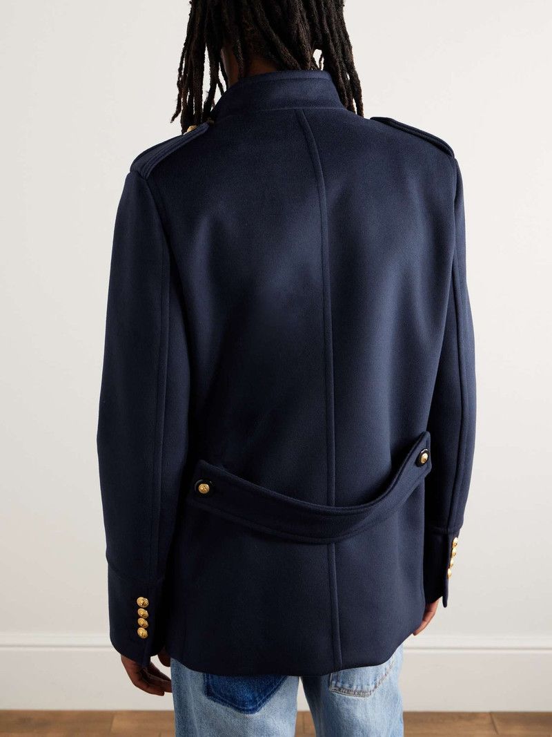Balmain o1y0426 Wool Coat in Midnight Blue Size US M / EU 48-50 / 2 - 4 Thumbnail
