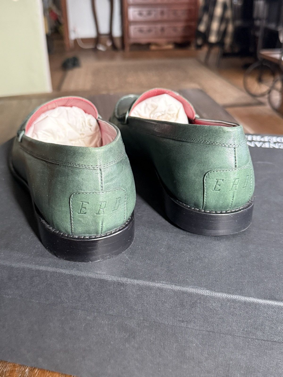 Enfants Riches Deprimes ERD Penny Loafer sz11 “cow glazed dark green” Size US 11 / EU 44 - 3 Thumbnail