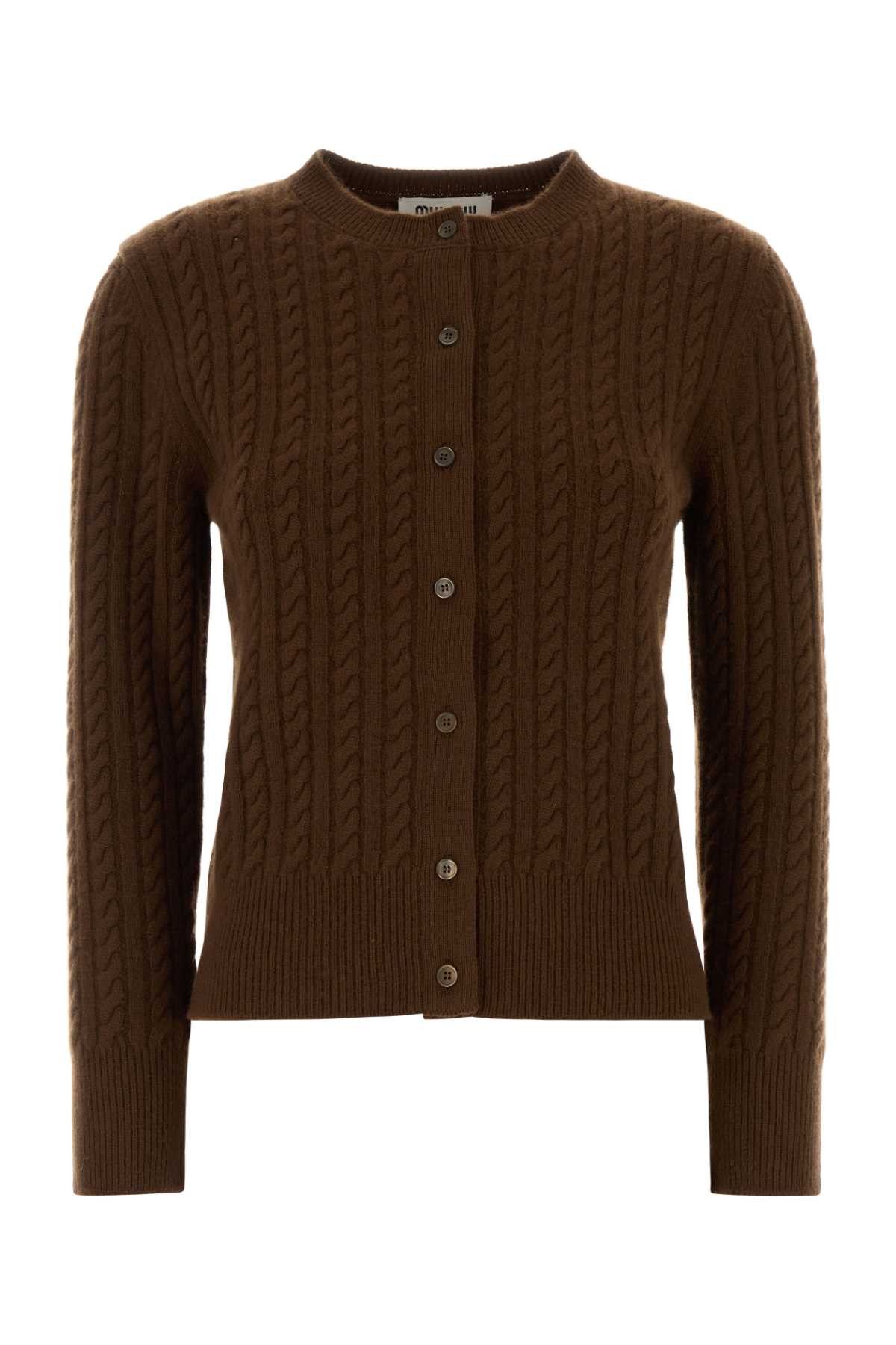 Miu Miu Brown Cashmere Cardigan Size M / US 6-8 / IT 42-44 - 1 Thumbnail