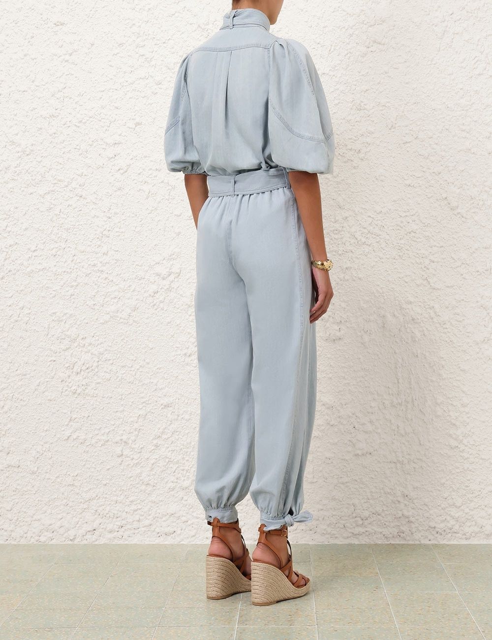 Zimmermann oc11z1025 Acacia Denim Lantern Blouse in Ice Blue Size XS / US 0-2 / IT 36-38 - 4 Thumbnail