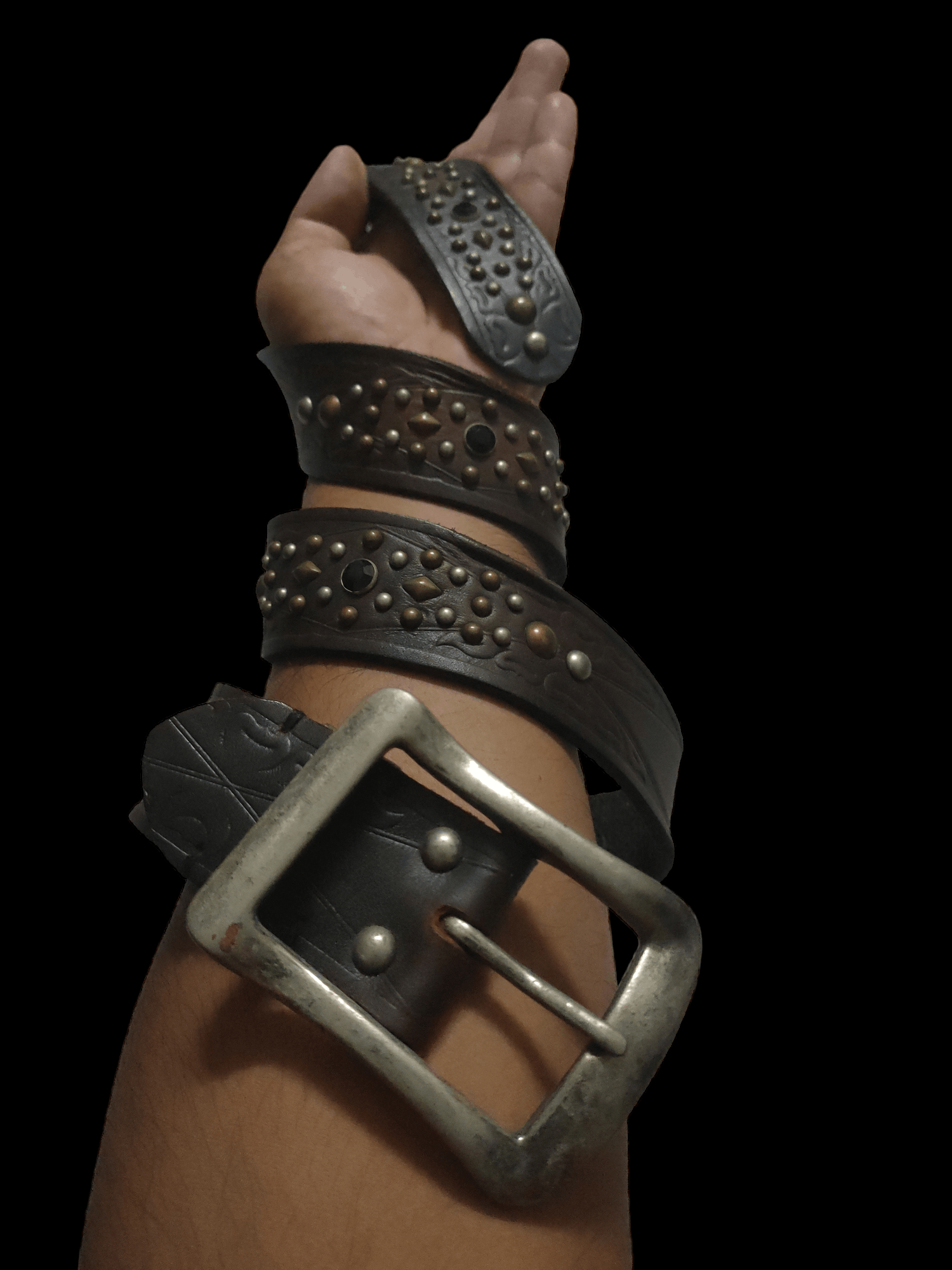 Handmade × Leather Fully Leather Belt Studded x Rare & vintage Size 34 - 1 Thumbnail