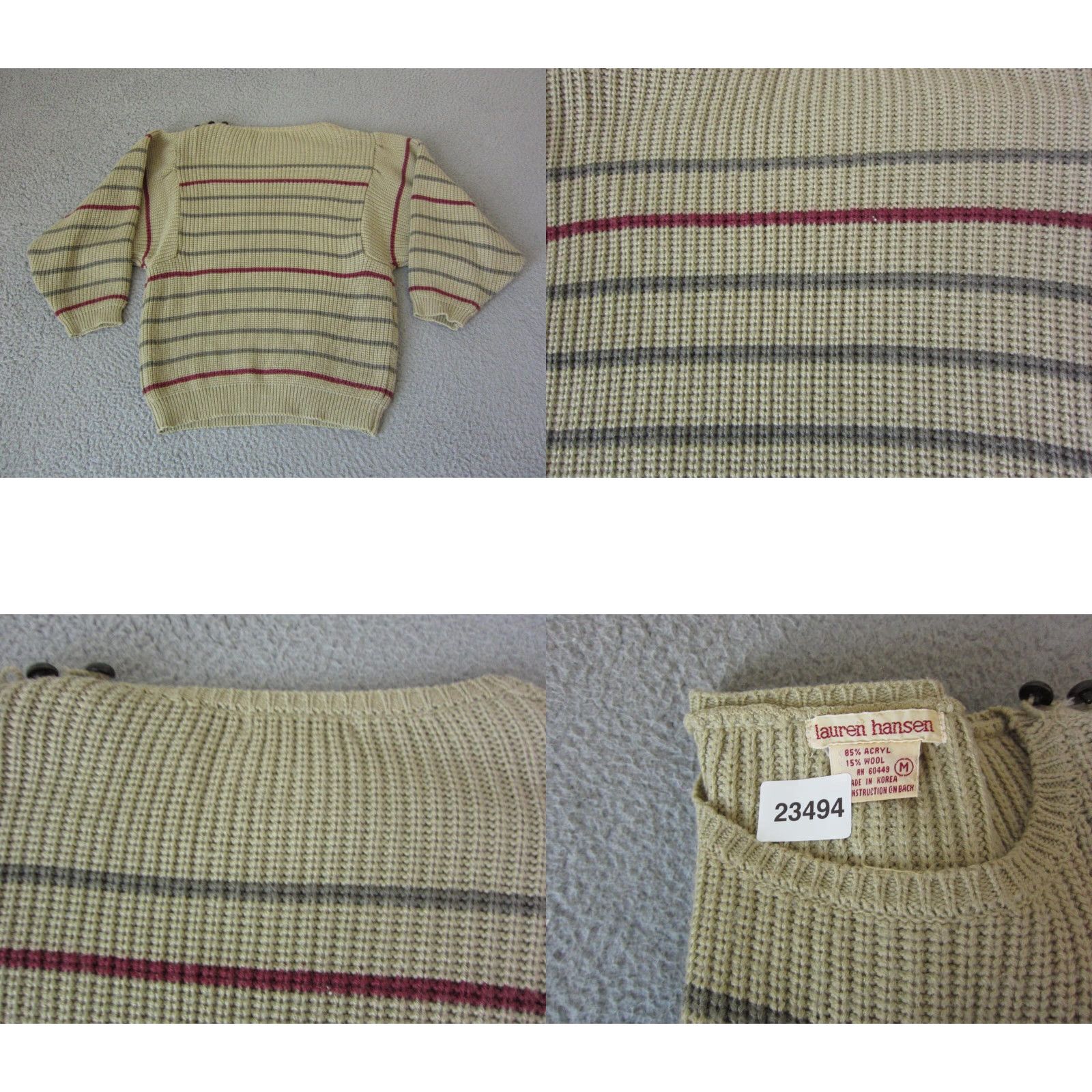 Vintage VINTAGE Lauren Hansen Sweater Womens M Brown Wool Striped Crew Neck Pullover 80s 70s All Seasons Logo Raglan Sleeve Knit Chair? Size M / US 6-8 / IT 42-44 - 8 Thumbnail