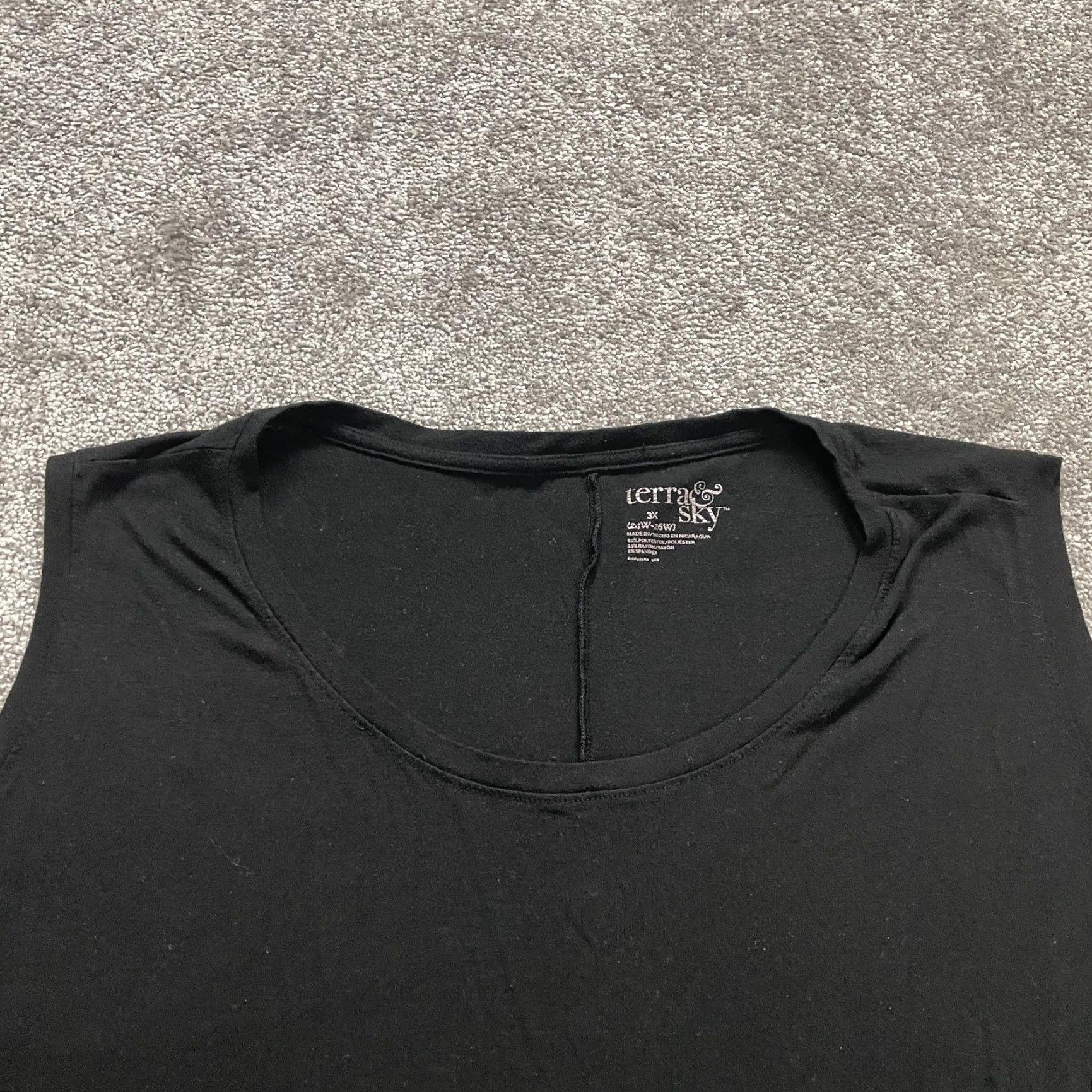 Vintage Terra & Sky Women’s Tank Top 3XL Black Casual Relaxed Soft Round Neck Sleeveless Size XXL / US 16-18 / IT 52-54 - 3 Thumbnail