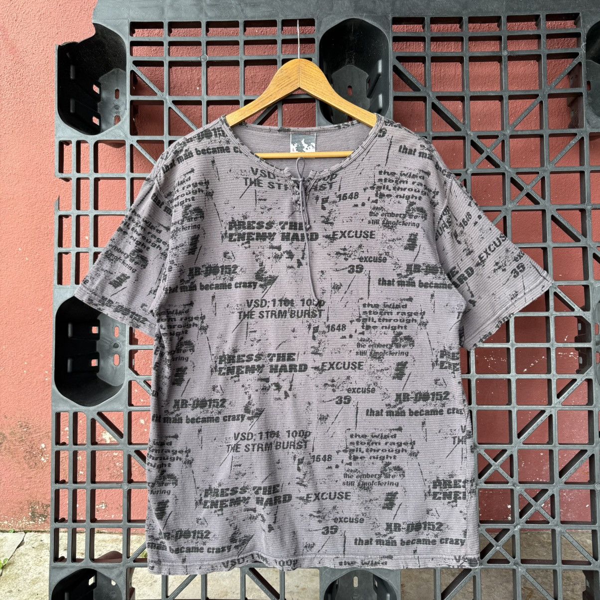 Japanese Brand Lace Tie Neck Excuses Overprint Printed Relaxed Hemp Tee Size US L / EU 52-54 / 3 - 3 Thumbnail