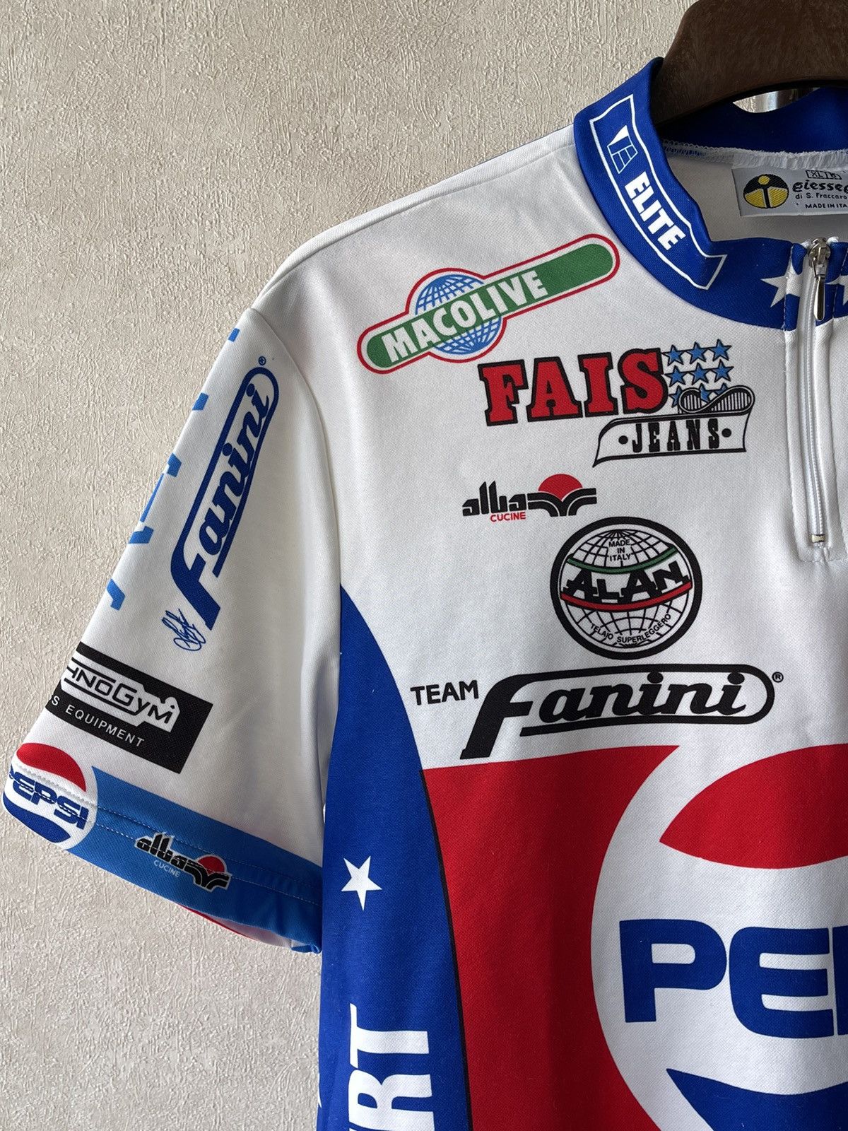 Vintage 80s VTG Pepsi Fanini Cycling Jersey 1/4 Zip Y2K Italy Size US XL / EU 56 / 4 - 2 Thumbnail