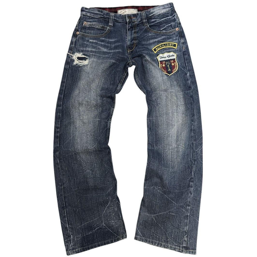 Seditionaries Vintage Japanese Patch Work Free Gate Whisker Clawmark Denim Size US 32 / EU 48 - 1 Thumbnail