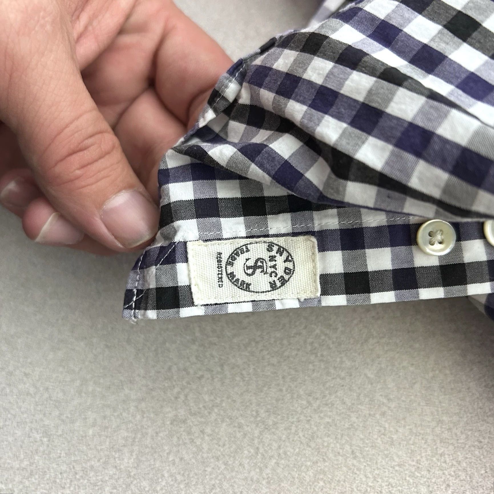 Todd Snyder Todd Snyder Shirt Mens 17 - 34/35 Purple Black Button Down Check Gingham Cotton Shirt Button Up Collar-Down Mens Size US XL / EU 56 / 4 - 5 Thumbnail