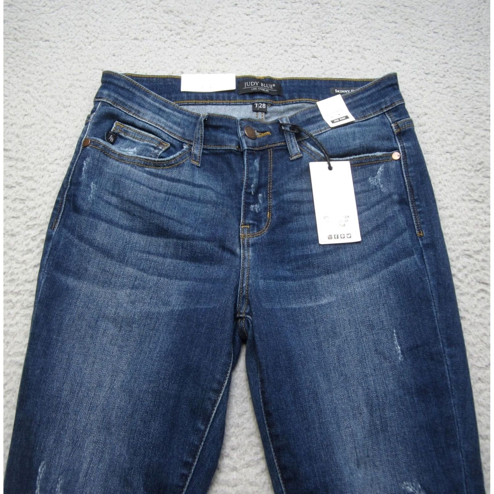 Denime Judy Blue Womens 28 Jeans - Distressed Skinny Fit - Mid Rise Frayed Denim Size 28" / US 6 / IT 42 - 2 Thumbnail