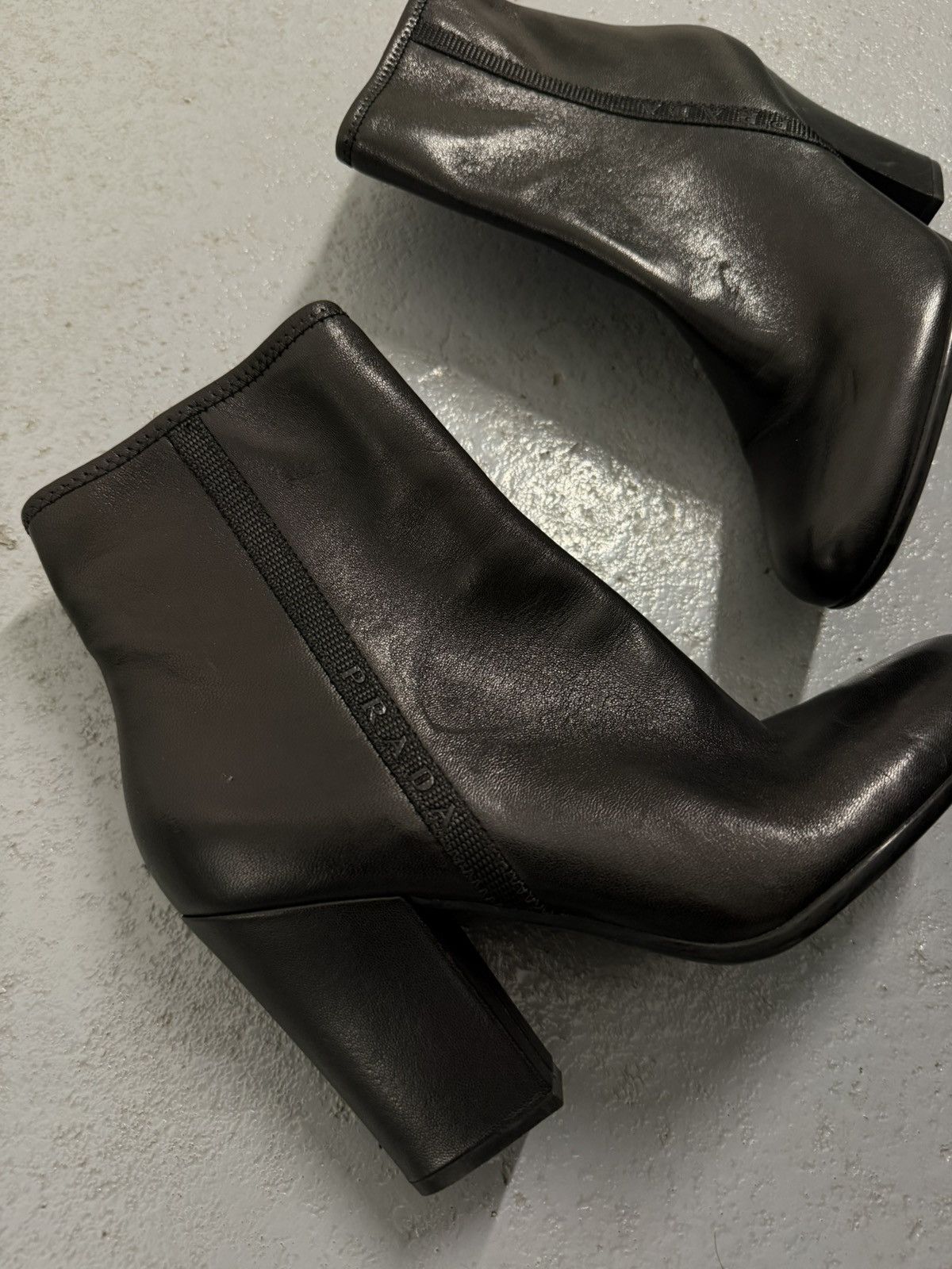 Prada Vintage 00s Prada Ankle Leather Heel Boots Size US 7.5 / IT 37.5 - 3 Thumbnail