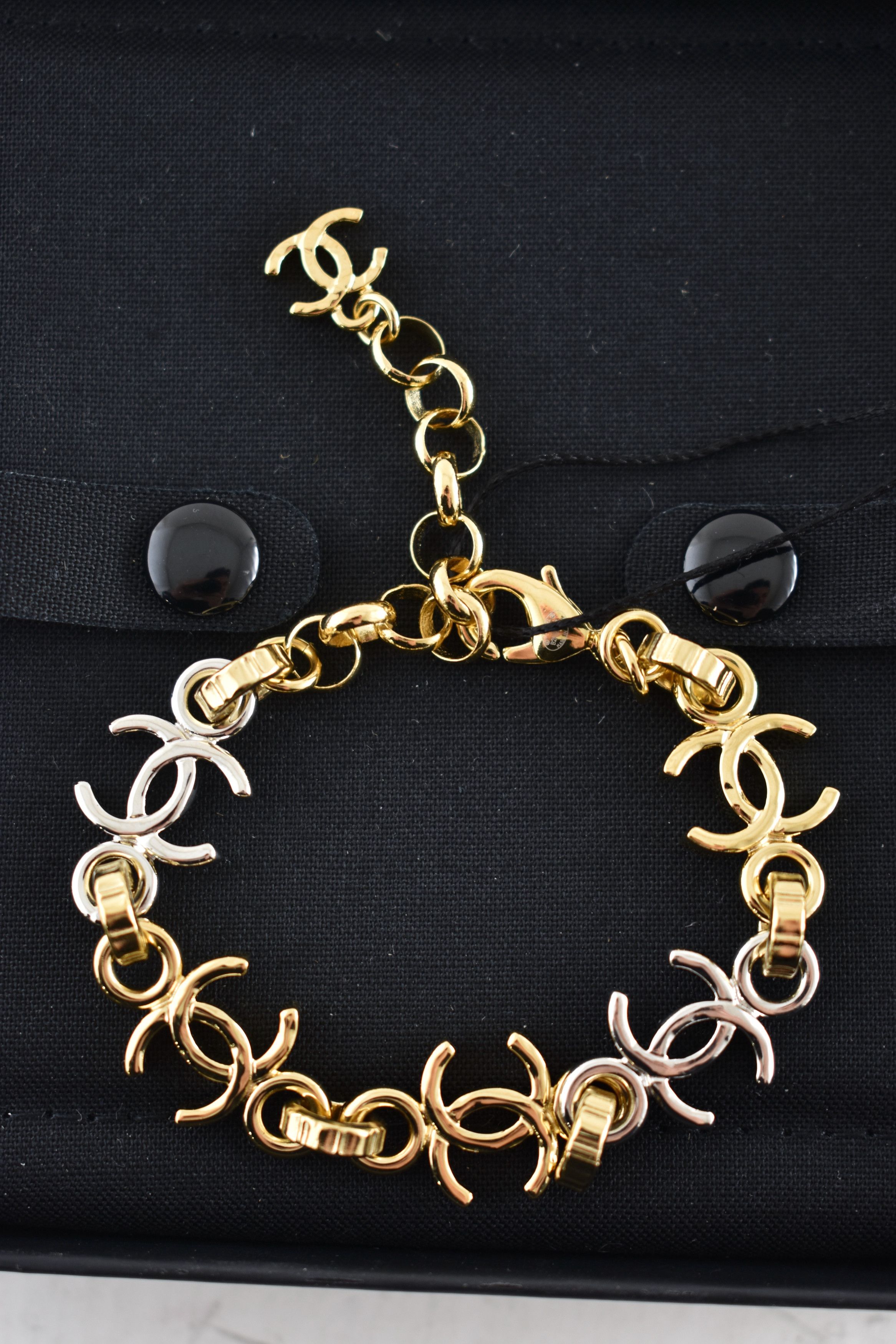 Chanel Chanel 26P Gold Silver CC Logo Link Adjustable Arm Bracelet Size ONE SIZE - 7 Thumbnail