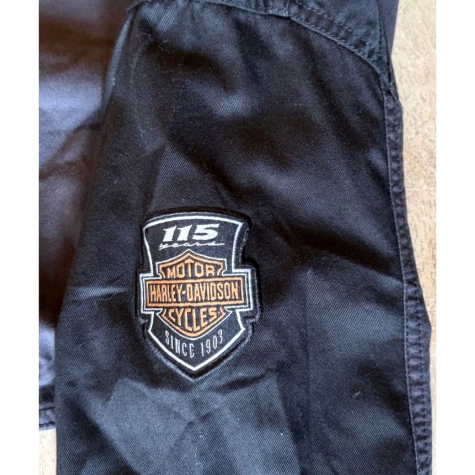 Harley Davidson Harley Davidson 115 Years Men's Embroidered Button Up Shirt Dark Gray/Black/Blue Medium Size US M / EU 48-50 / 2 - 5 Thumbnail
