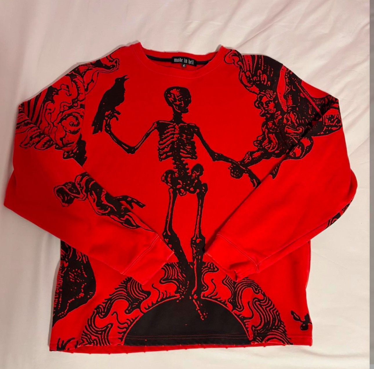 Optimistic adolescence red skeleton sweatshirt