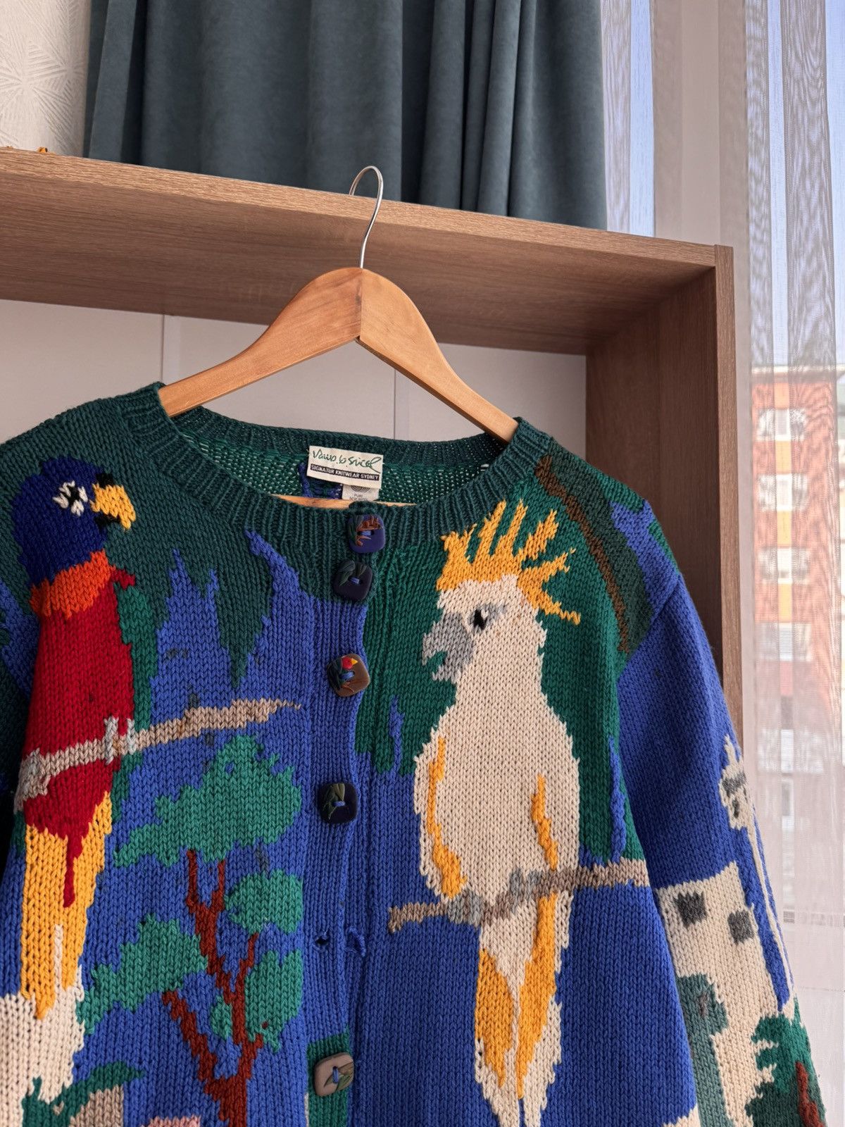 Vintage Vintage Signature Sydney Parrot & Coala Luxury Wool Cardigan Size US L / EU 52-54 / 3 - 11 Thumbnail