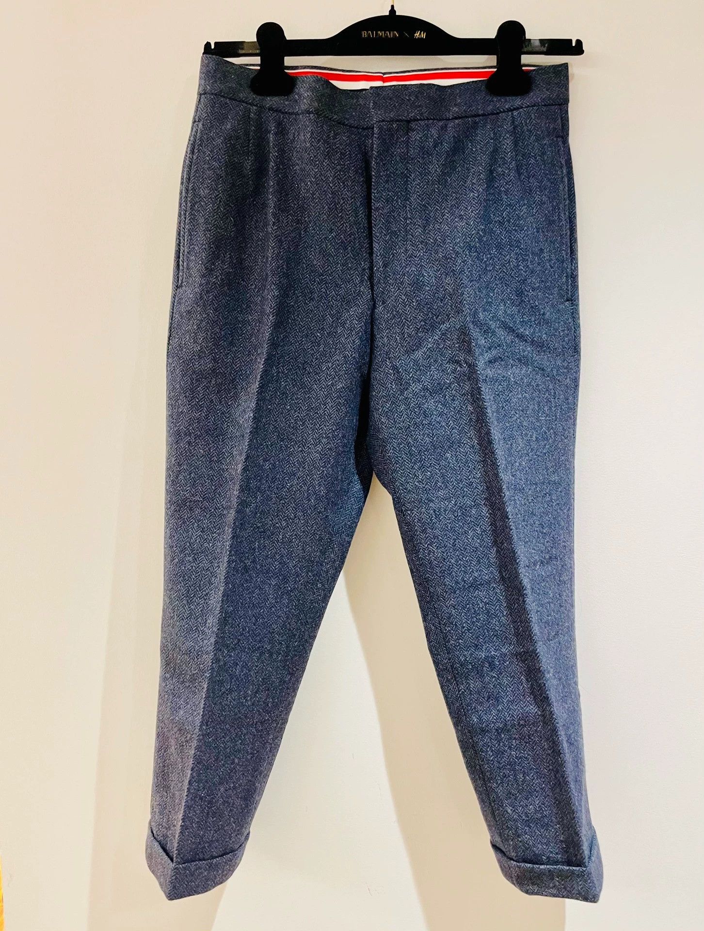 Thom Browne THOM BROWNE Slate Blue Wool 8/0 Slim Trousers Size US 27 - 1 Thumbnail