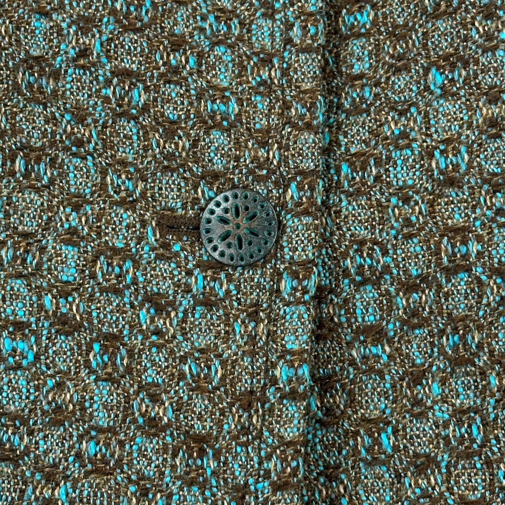 Vintage Sigrid Olsen Blazer Jacket Women's 10 Brown Teal Textured Tweed Wool Blend Blazer Size L / US 10 / IT 46 - 4 Thumbnail