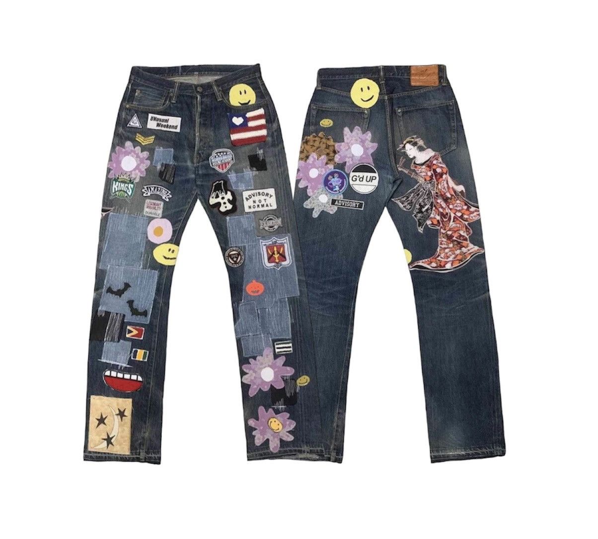 Kapital Ice Blue Paint Denim Jeans