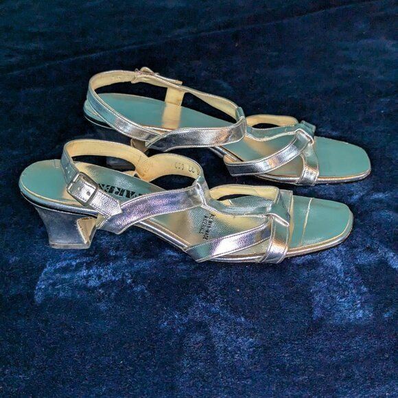 Vintage Vintage Fanfares Silver Slingbacks 1970's Disco Shoes Women' Size US 7.5 / IT 37.5 - 1 Thumbnail