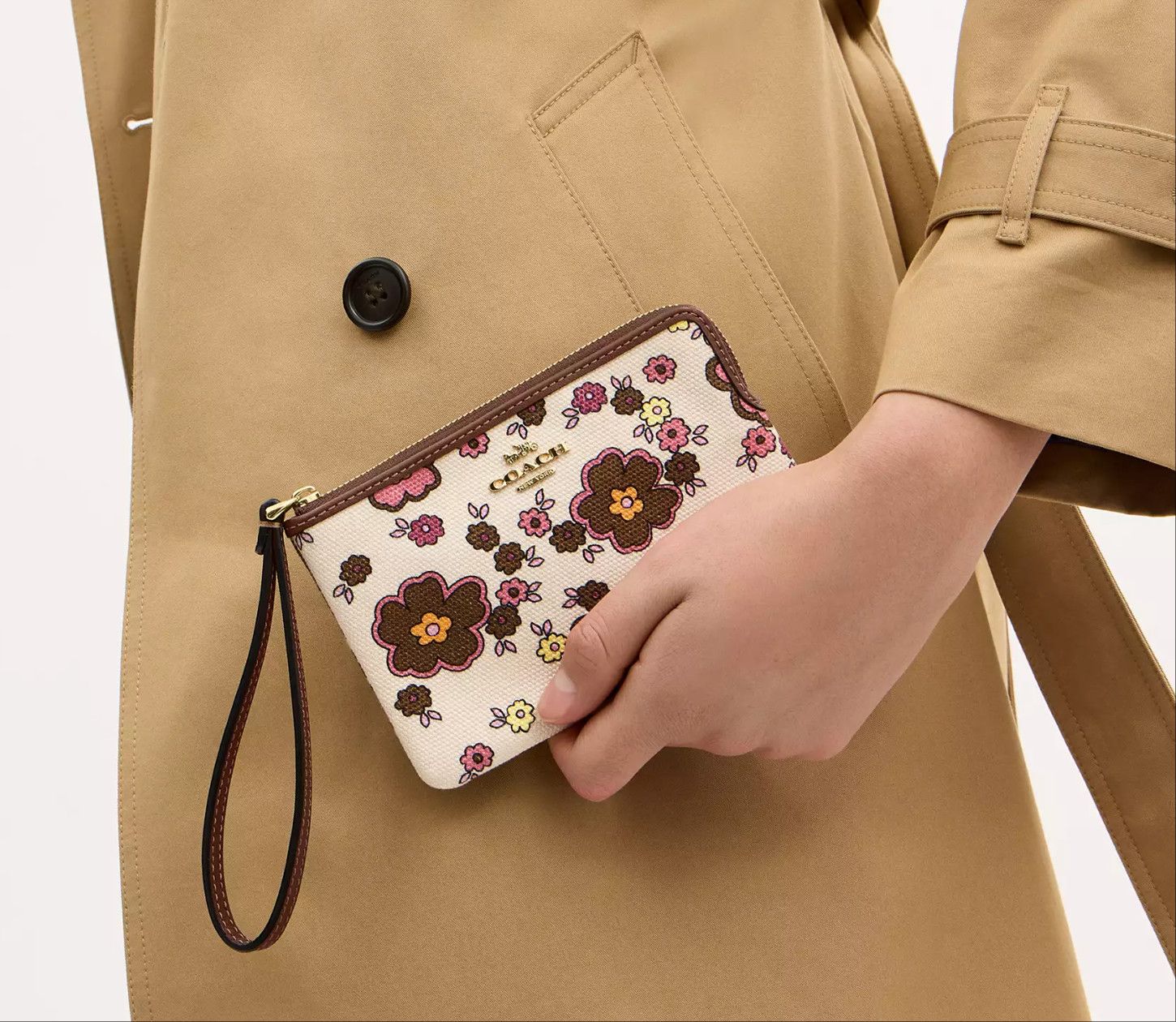Coach Corner Zip Wristlet With Floral Print CEF85 Size ONE SIZE - 8 Thumbnail
