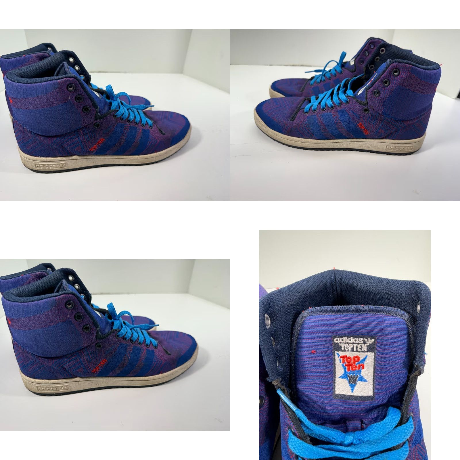 Adidas Adidas Top Ten Hi Woven Sneaker Shoes Mens 11 Purple Blue Lace-Up Size US L / EU 52-54 / 3 - 8 Thumbnail