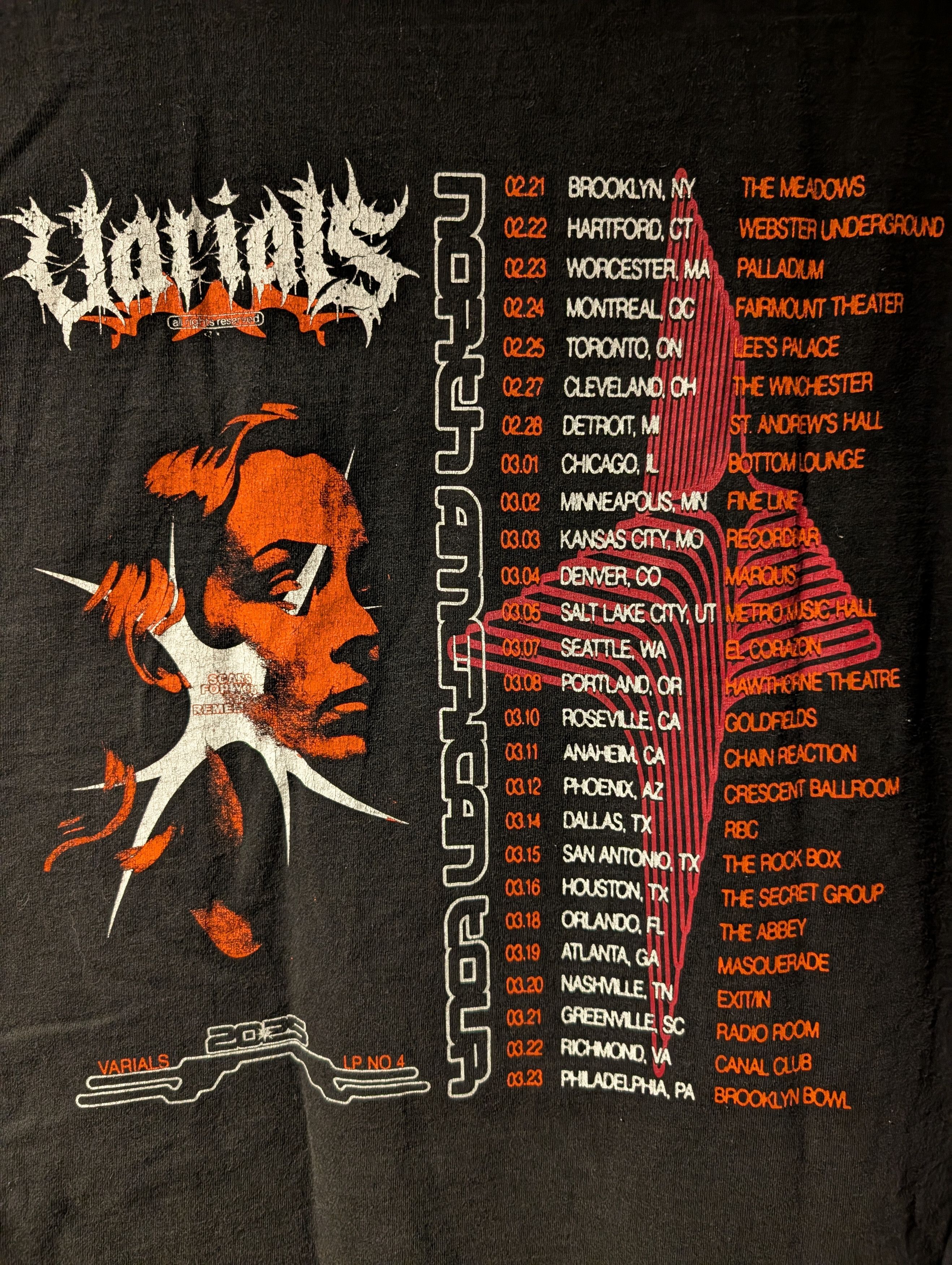 Band Tees Varials WHERE THE LIGHT LEAVES Band Tour Music 2025 T-Shirt Size US XL / EU 56 / 4 - 5 Thumbnail