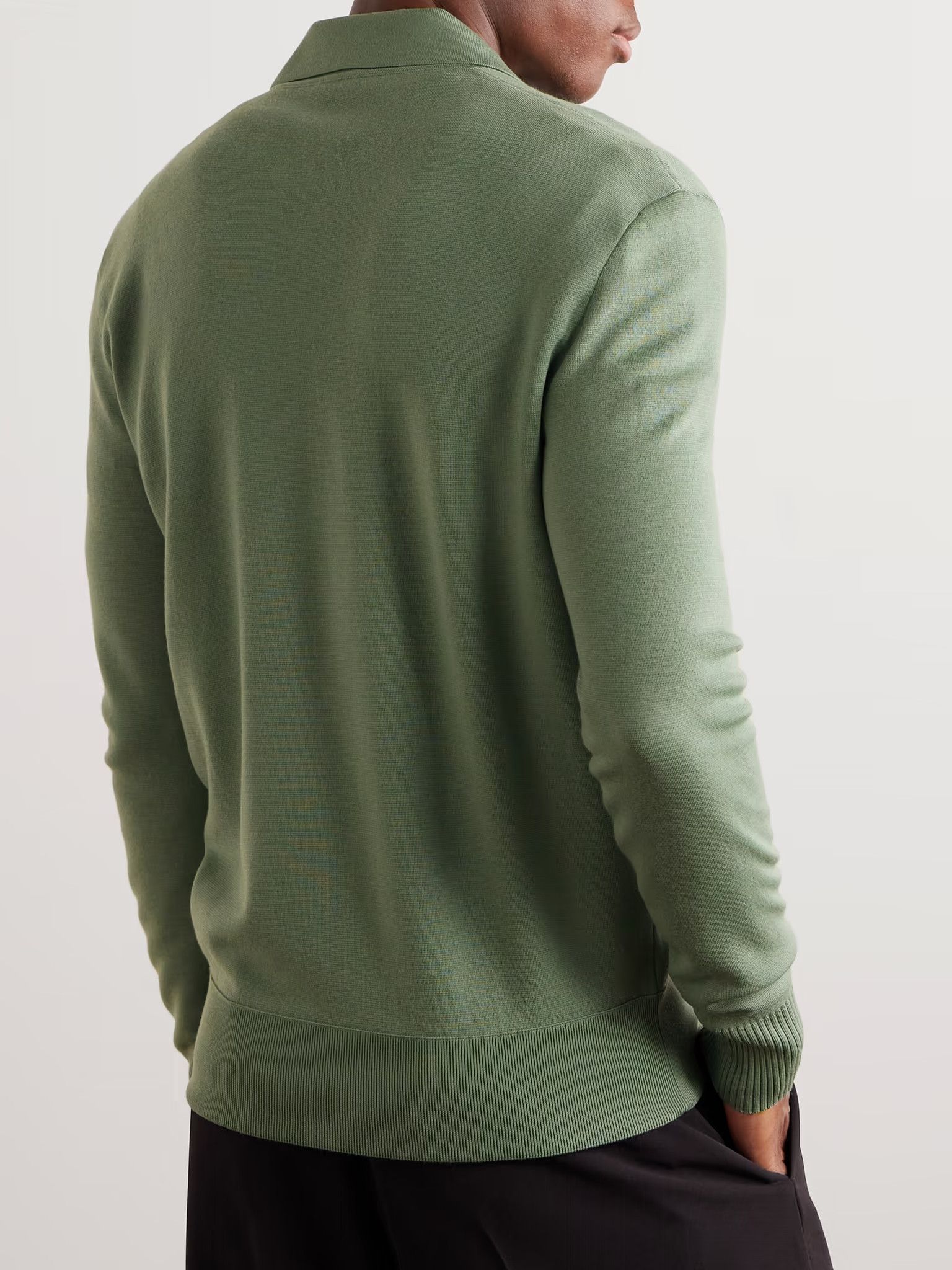 Loro Piana o1w1db10724 Buttonless Wool Polo Shirt in Light Green Size US S / EU 44-46 / 1 - 4 Thumbnail
