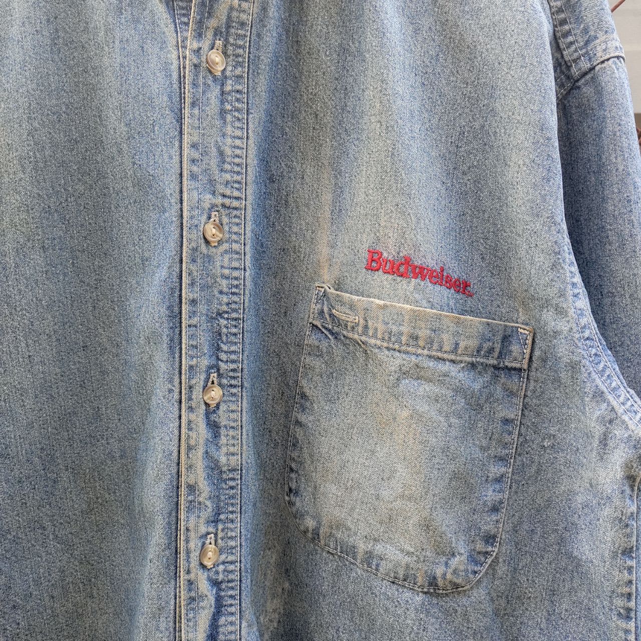 Budweiser × Vintage Vintage 90s Budweiser Embroided Denim Shirt Size US XL / EU 56 / 4 - 2 Thumbnail
