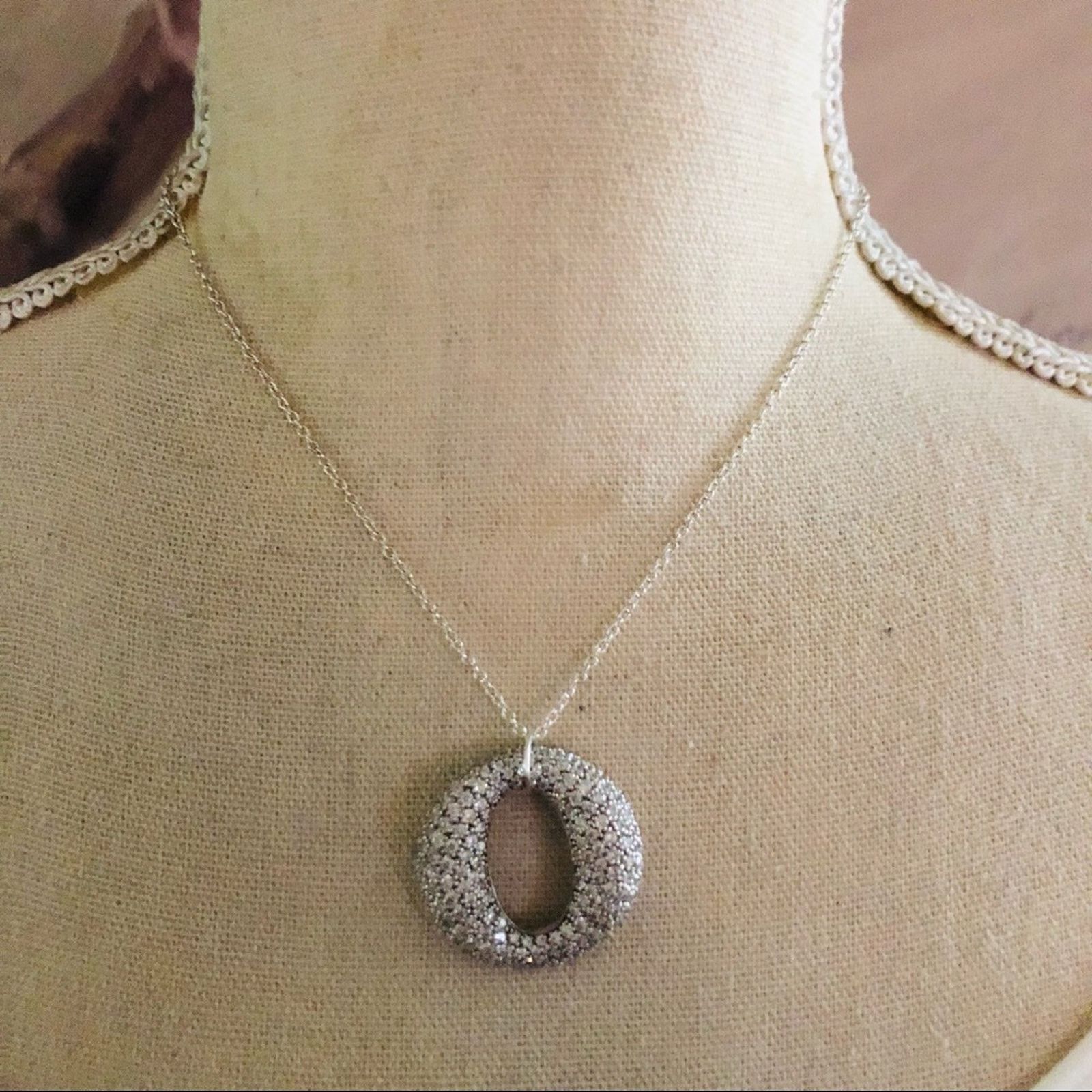 Vintage Vintage repurpose pave stone pendant on chain necklace Size ONE SIZE - 1 Thumbnail