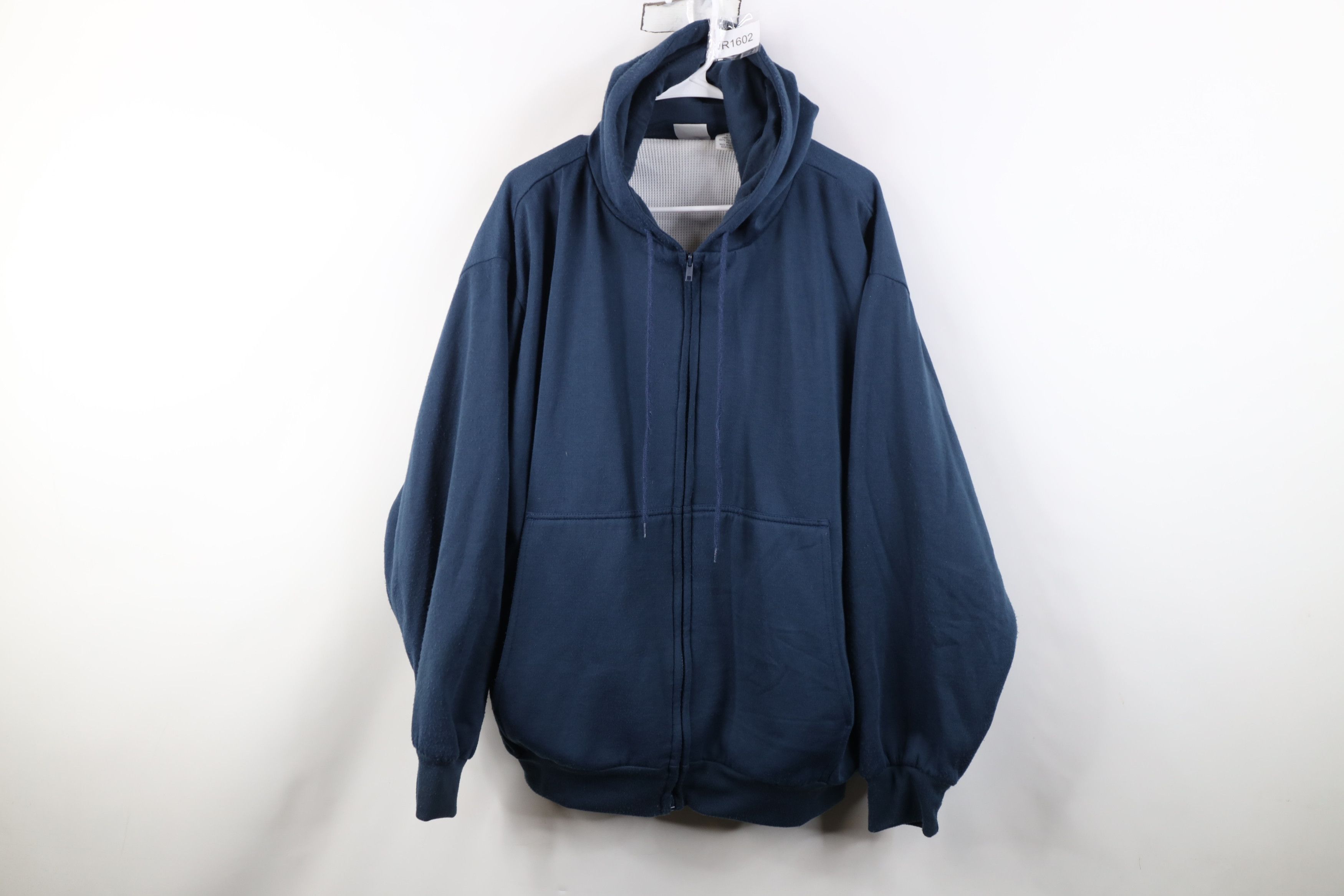 Vintage Vintage 90s Streetwear Thermal Waffle Knit Lined Hoodie Size US XL / EU 56 / 4 - 1 Thumbnail