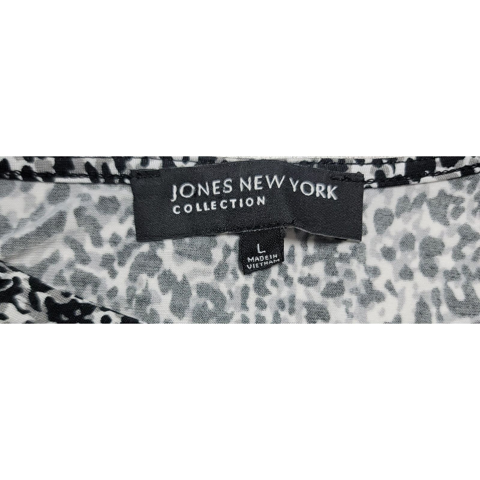 Jones New York Jones New York Black White Gray Animal Print Top Large Soft Size L / US 10 / IT 46 - 3 Thumbnail
