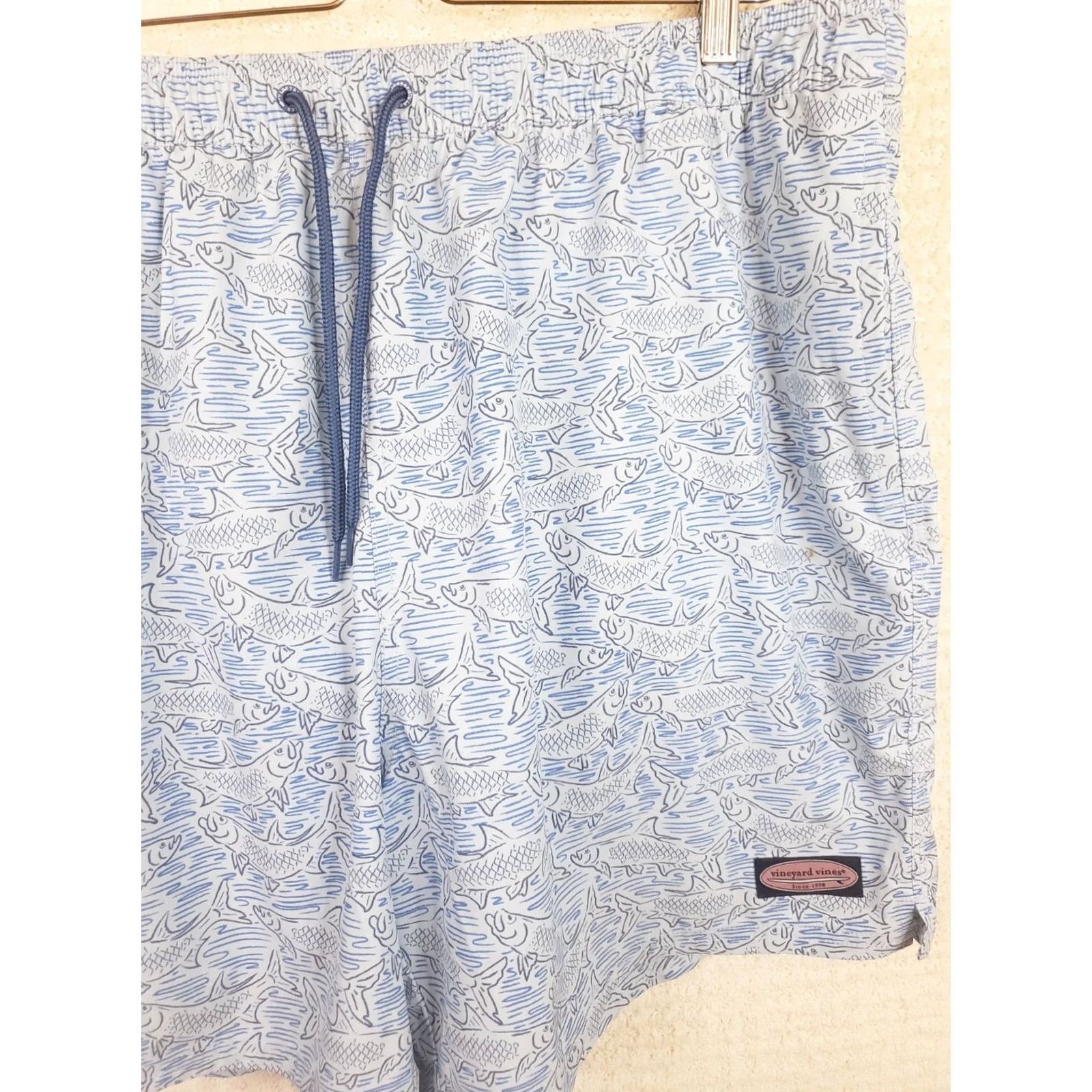 Vineyard Vines Vineyard Vines Mens Trunks Blue Lined All Over Pattern Fish Tarpon 2XL Size US 39 - 4 Thumbnail