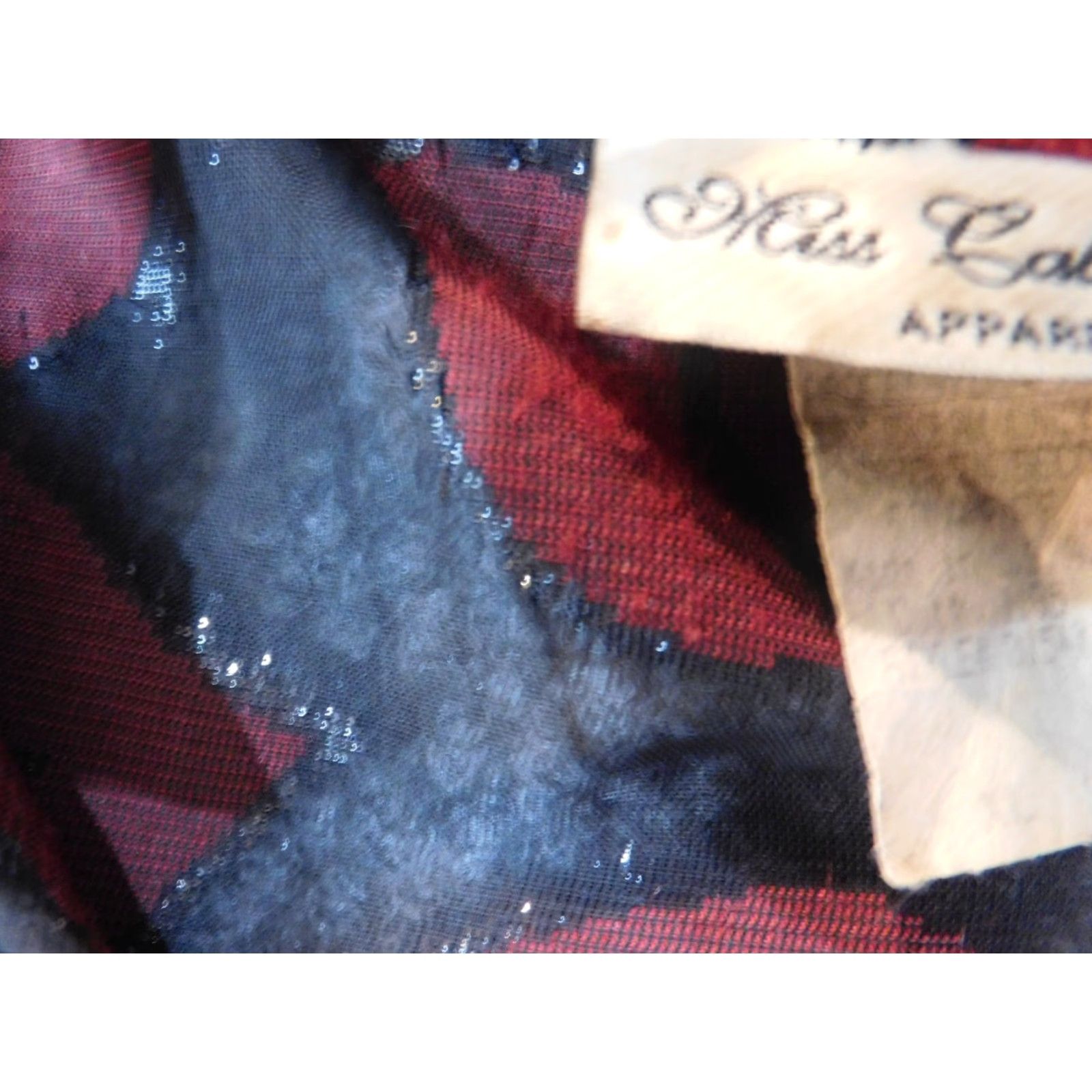Vintage Miss California Blouse Womens XL Red Sheer Floral Button Down Collared Lightweight Polyester Rayon Casual Regular Size XL / US 12-14 / IT 48-50 - 6 Thumbnail