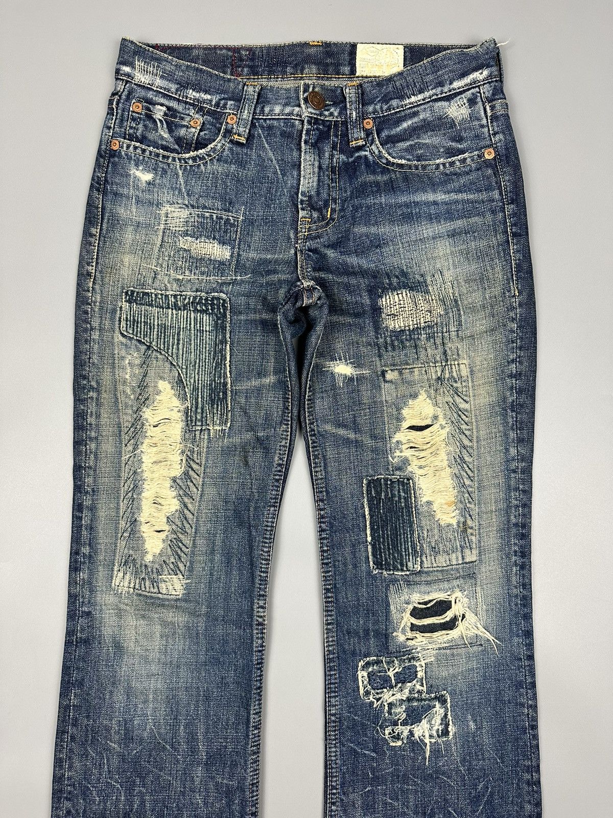 If Six Was Nine Sick Distressed Antgauge Boro Whiskered Flared Denim Size US 30 / EU 46 - 5 Thumbnail