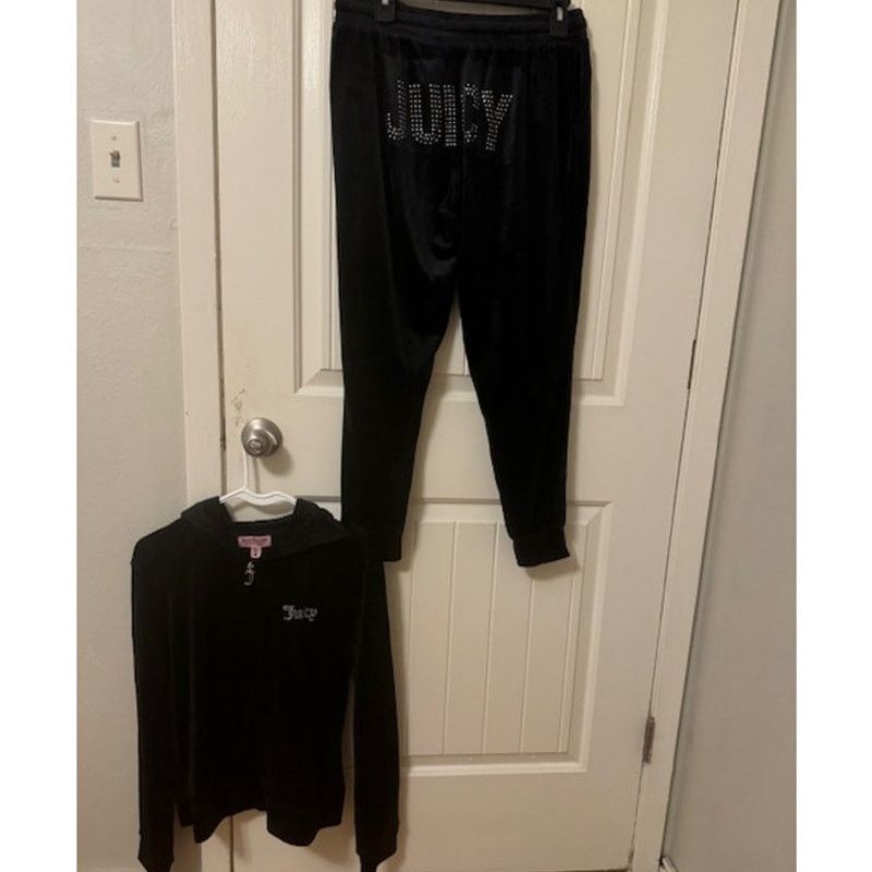 Juicy Couture Vintage Y2K Juicy Couture Velour Tracksuit Set Black M Size M / US 6-8 / IT 42-44 - 8 Thumbnail