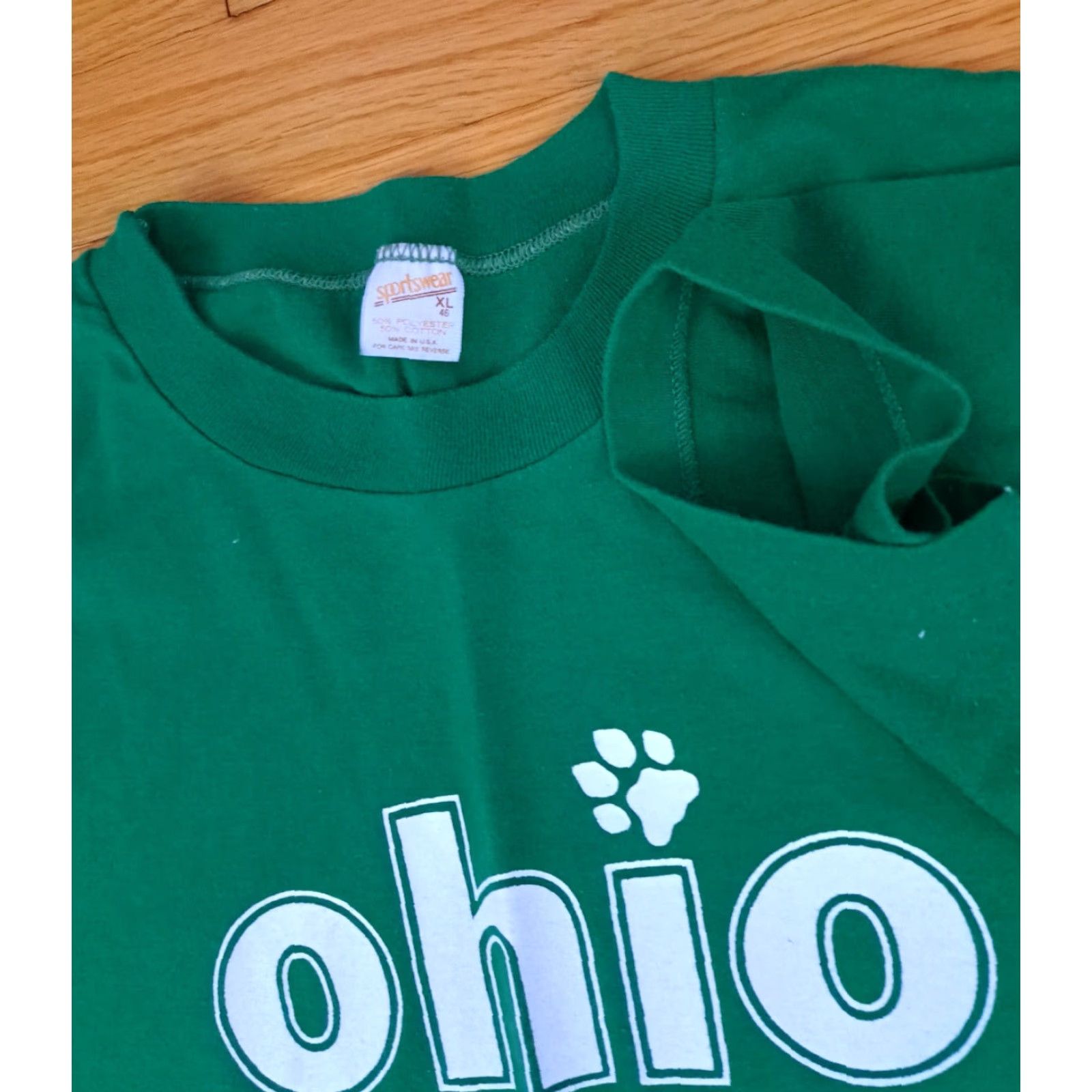 Vintage Ohio University Green Printed T-Shirt USA made XL Single Stitch Sportswear Size US XL / EU 56 / 4 - 3 Thumbnail