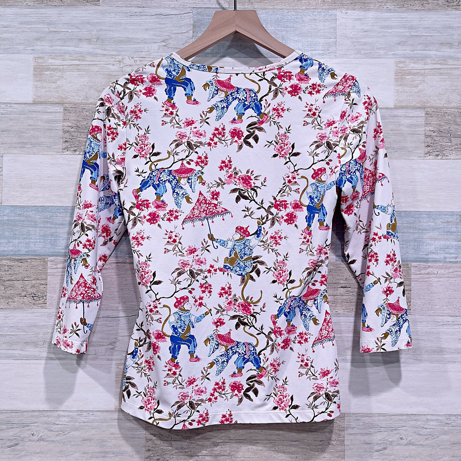 J.McLaughlin J MCLAUGHLIN Floral Asian Painting 3/4 Sleeve Top Womens XS Size XS / US 0-2 / IT 36-38 - 4 Thumbnail