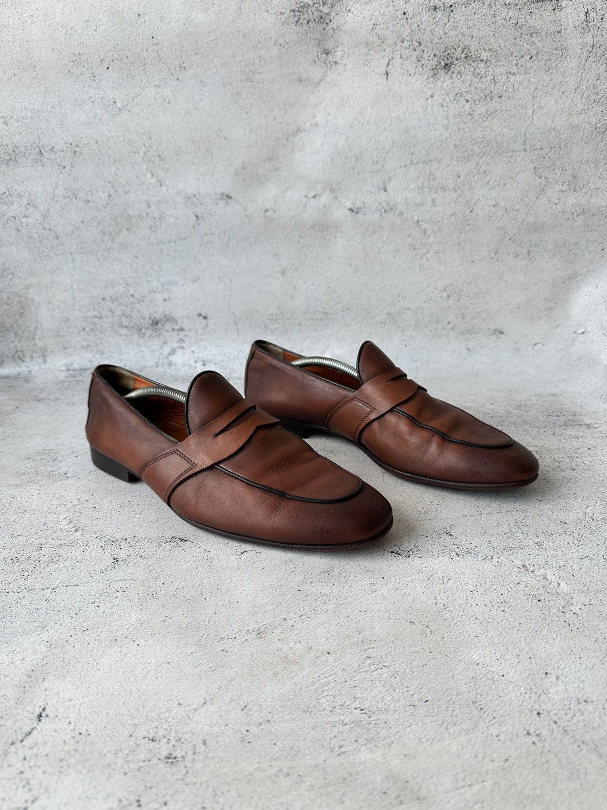Santoni Santoni Loafers Brown Leather Penny Slip-On Dress Shoes Size US 9.5 / EU 42-43 - 1 Thumbnail