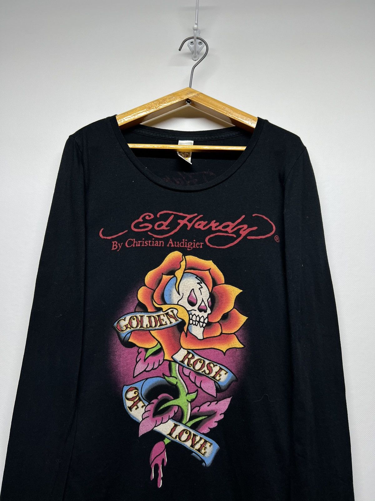 Christian Audigier × Ed Hardy × Vintage Vintage Y2k Ed Hardy 🖤 Golden Rose Of Love Long Sleeve 00’s Size S / US 4 / IT 40 - 1 Thumbnail