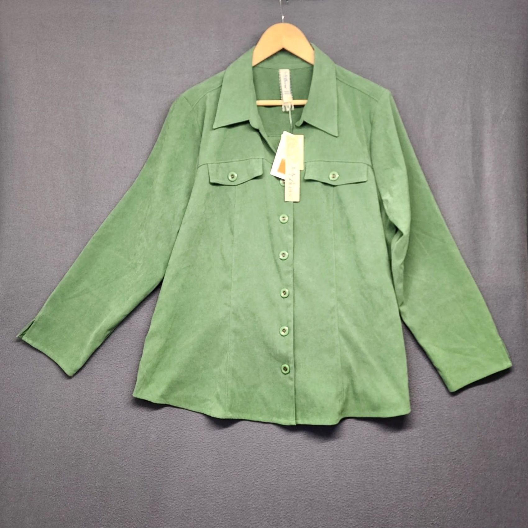Vintage VINTAGE LA Blues Shirt Womens 18/20 Plus Green Faux Suede Heavyweight Button Up Long Sleeve Womens Size XXL / US 16-18 / IT 52-54 - 6 Thumbnail