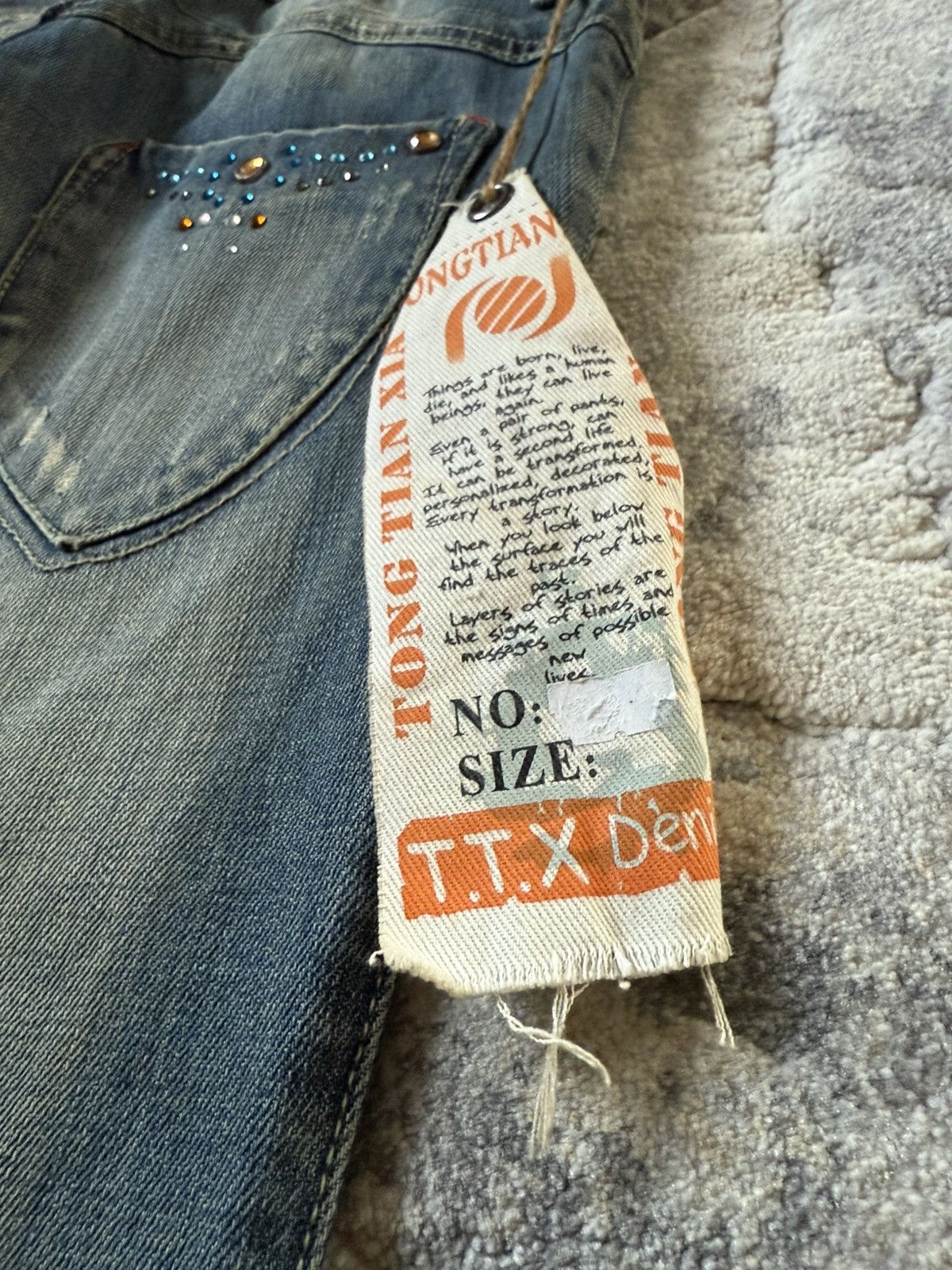 If Six Was Nine Studded Gemstone Claw Mark Muddy Wash Japanese Flared Jeans Size US 29 - 25 Thumbnail
